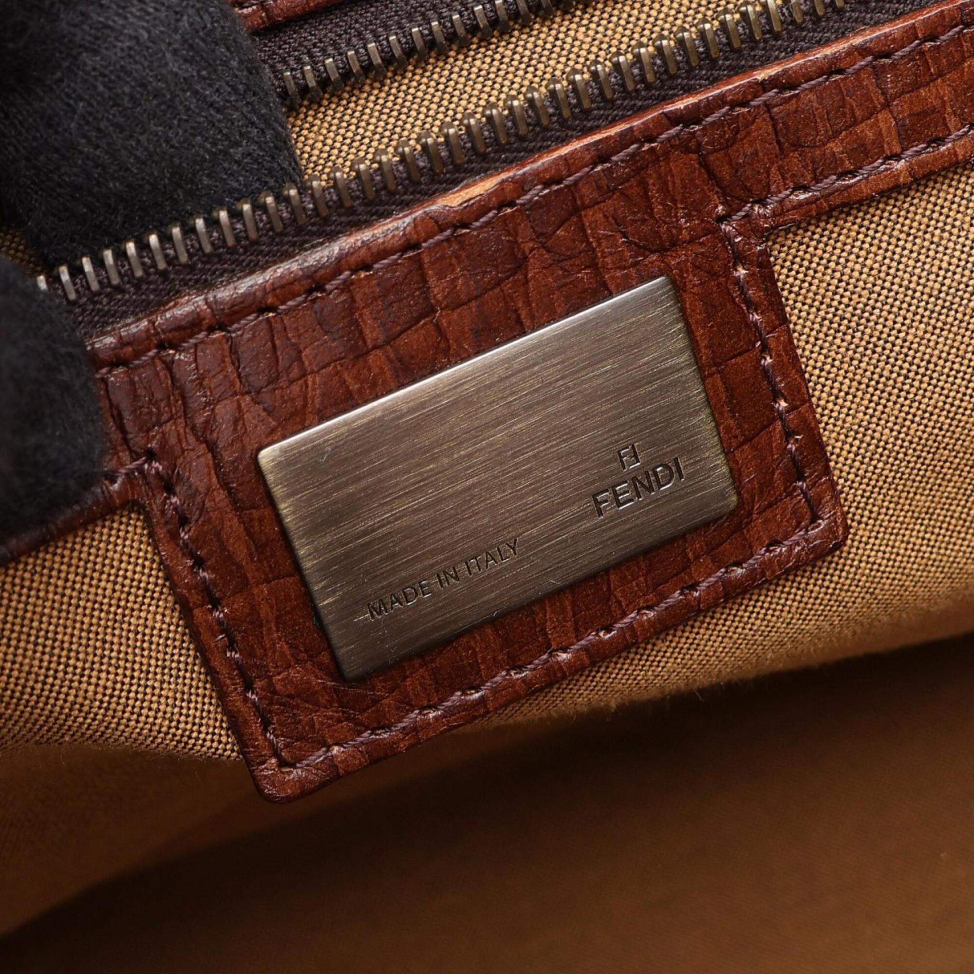 Fendi Brown Canvas Leather Handbag (Pre-Owned)