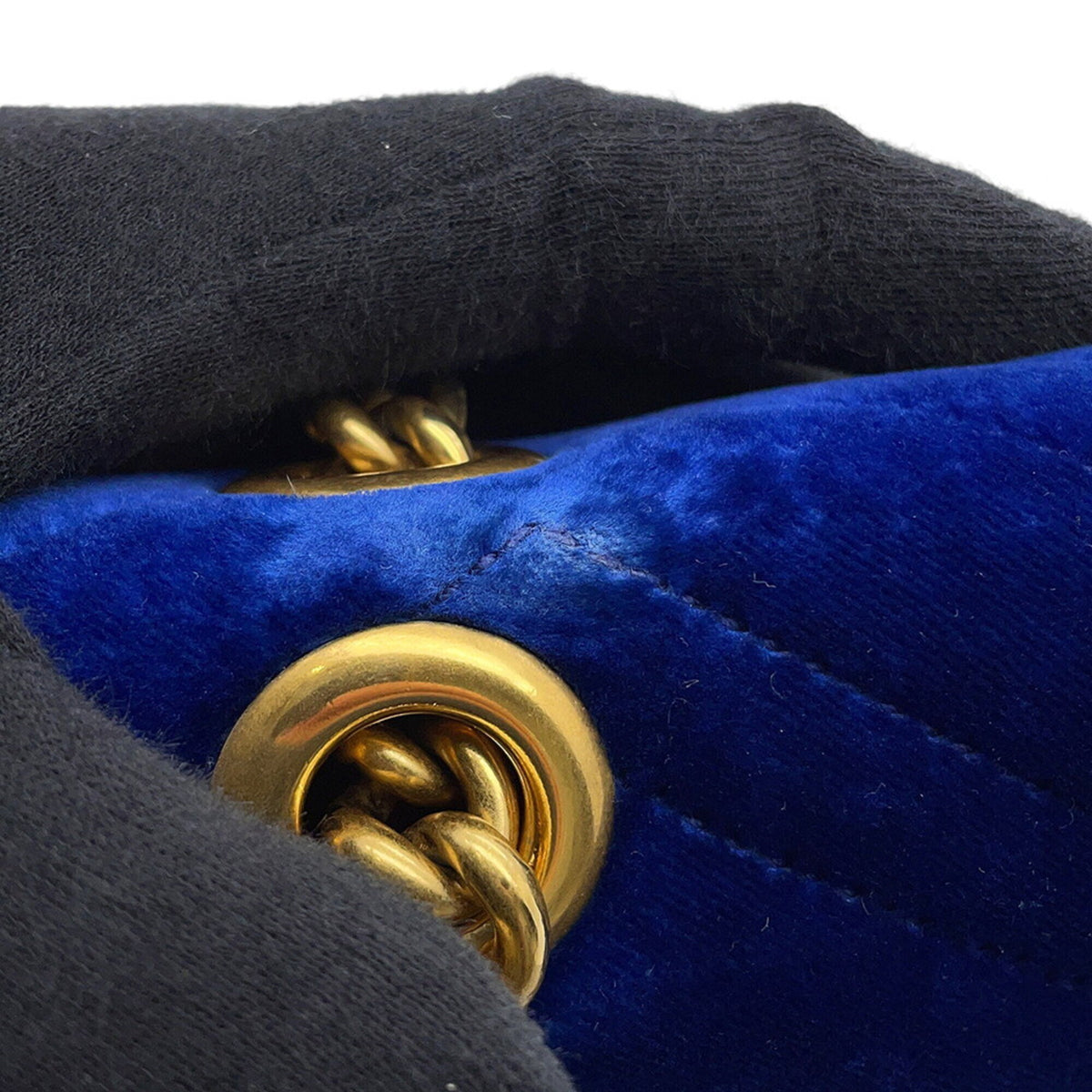 Gucci Gg Marmont Blue Leather Handbag Shoulder Bag (Pre-Owned)