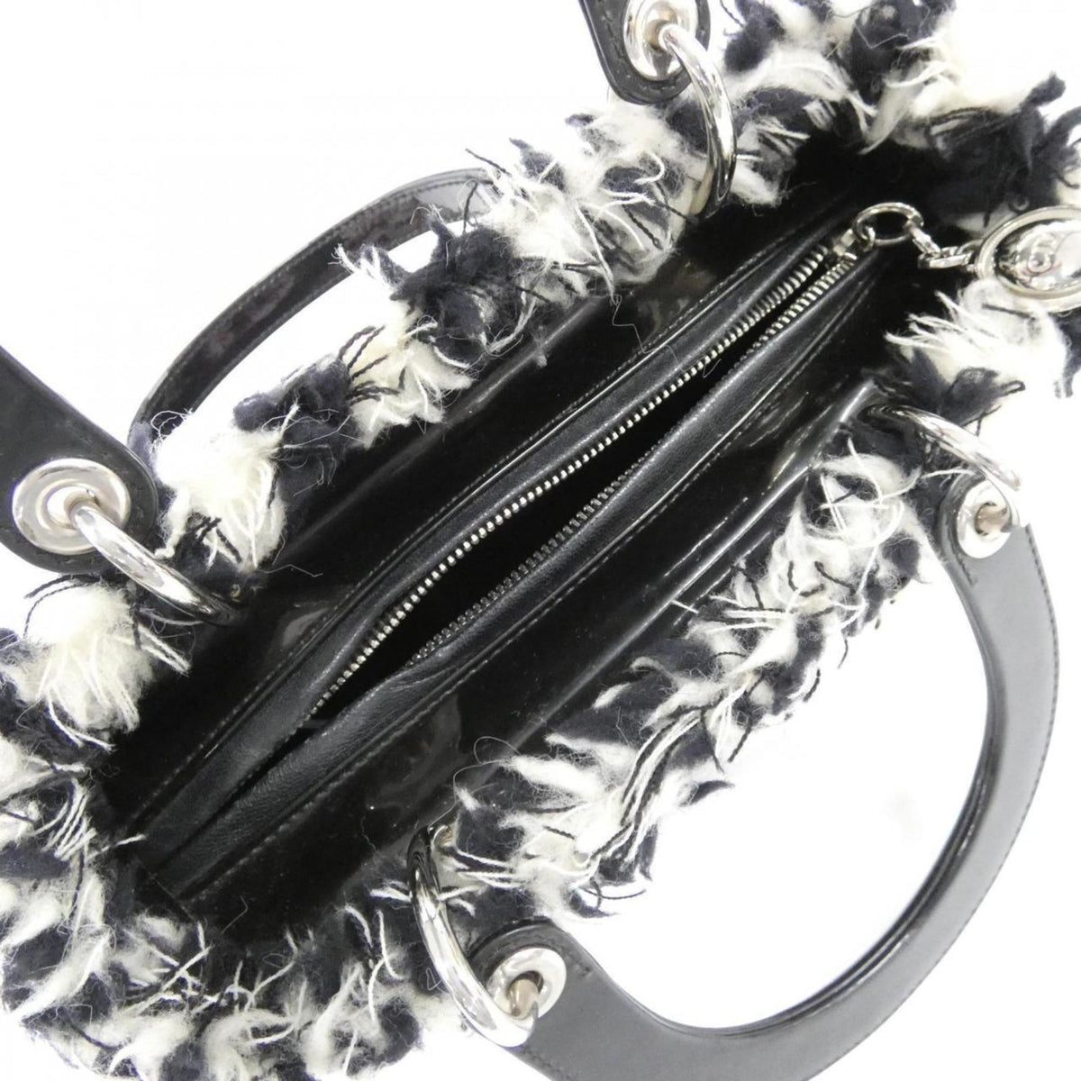 Christian Dior Black White Tweed Handbag (Pre-Owned)