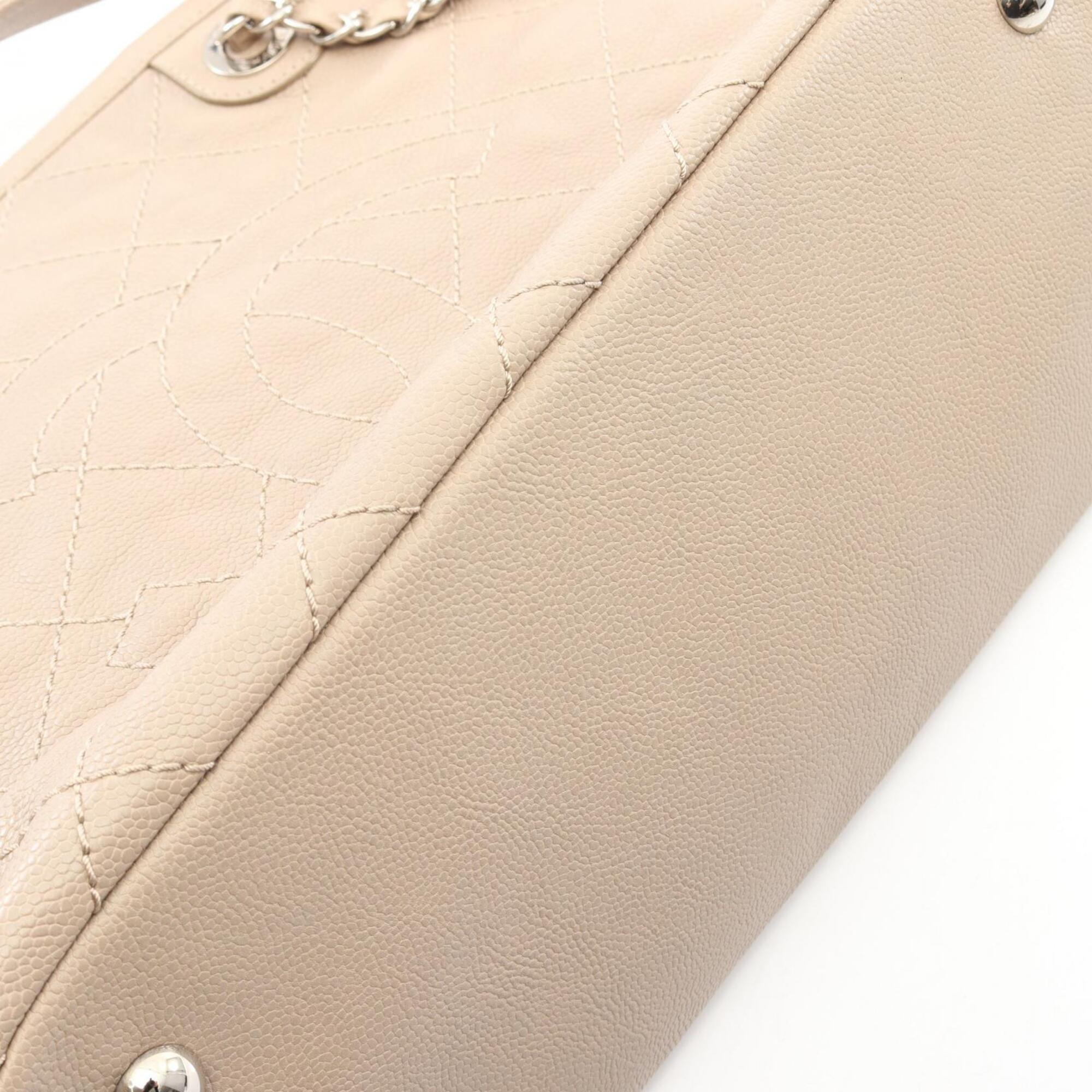 Chanel Beige Grained Calfskin Handbag Tote Bag (Pre-Owned)