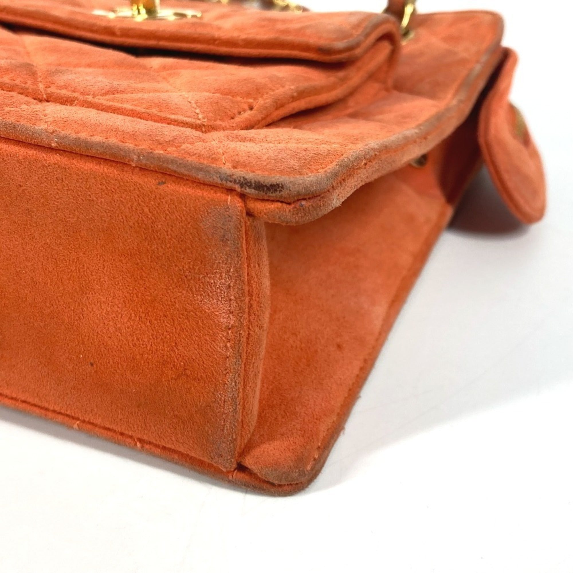 Chanel Orange Suede Handbag Shoulder Bag (Pre-Owned)