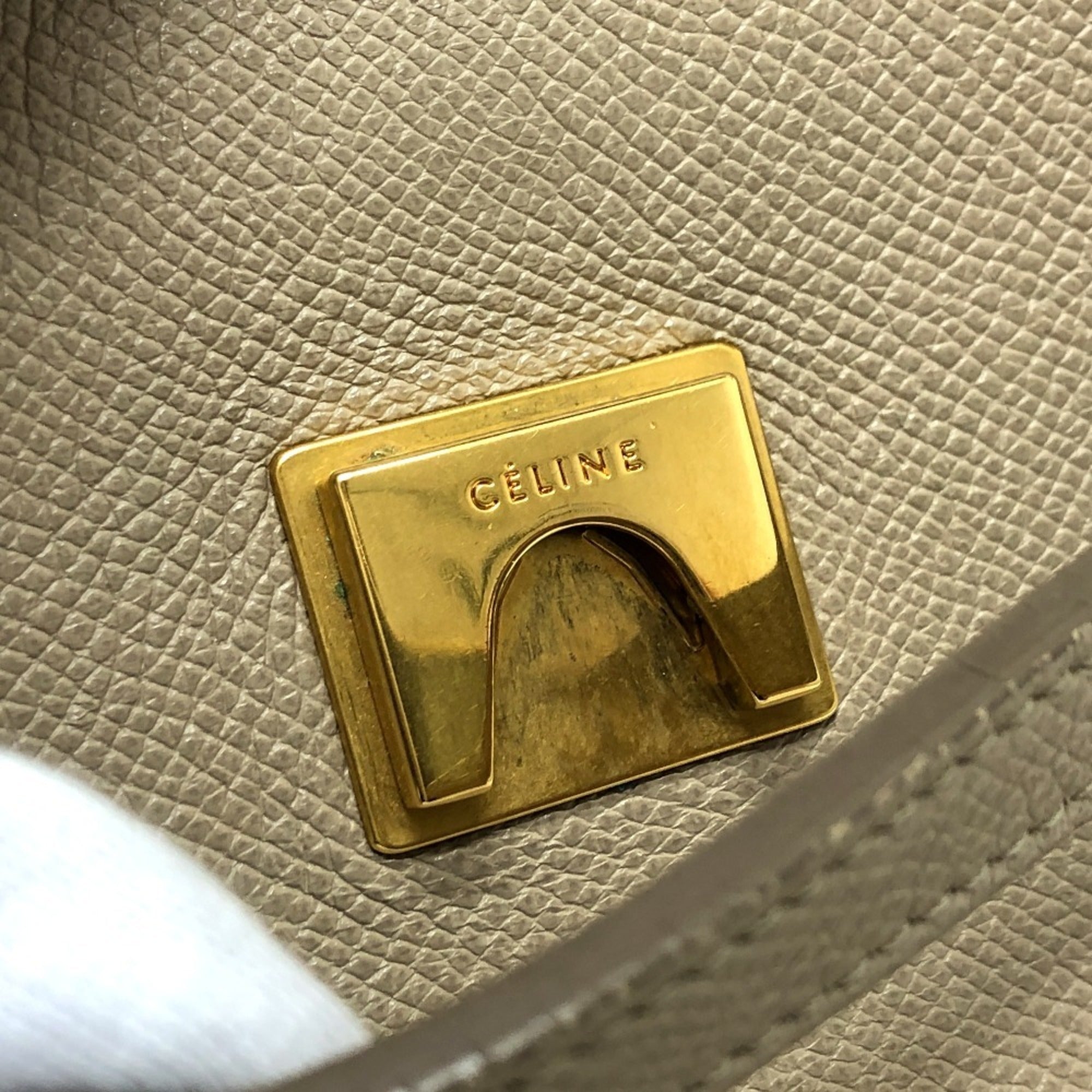 Celine Beige Leather Handbag Shoulder Bag (Pre-Owned)