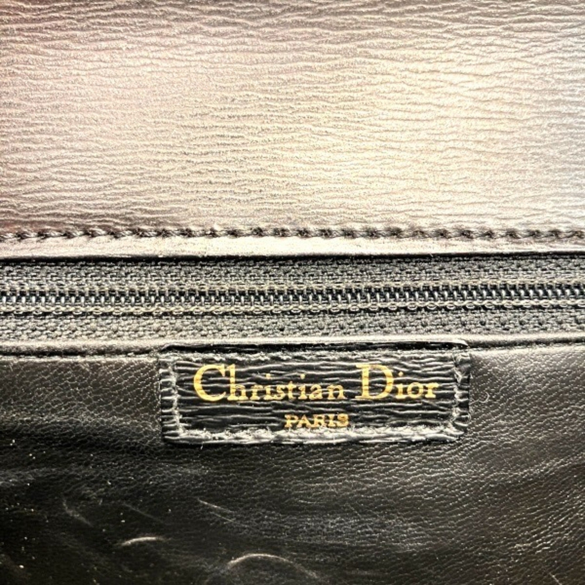 Christian Dior Black Leather Handbag Shoulder Bag (Pre-Owned)