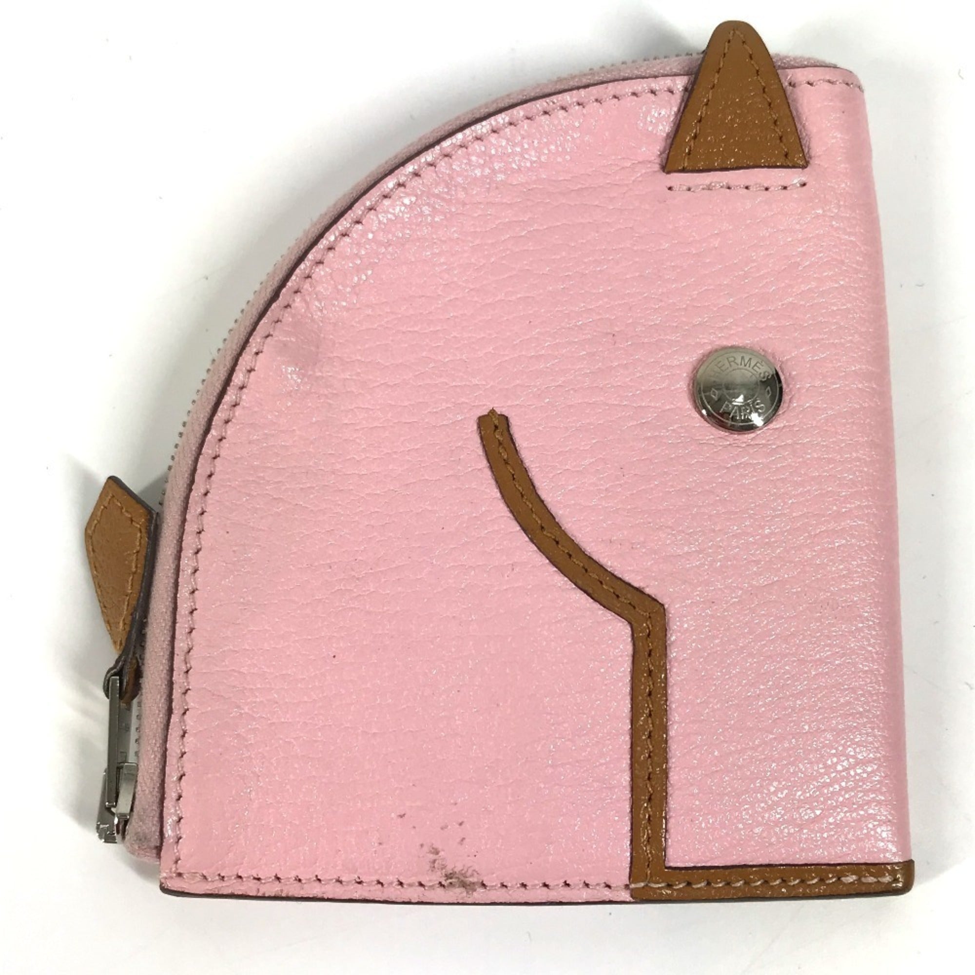 Hermes Pink Chevre Leather Coin Purse/Coin Case (Pre-Owned)