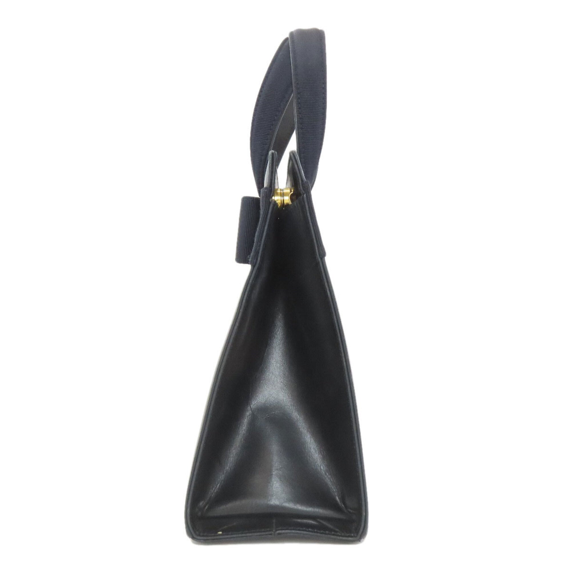 Salvatore Ferragamo Black Navy Leather Handbag (Pre-Owned)
