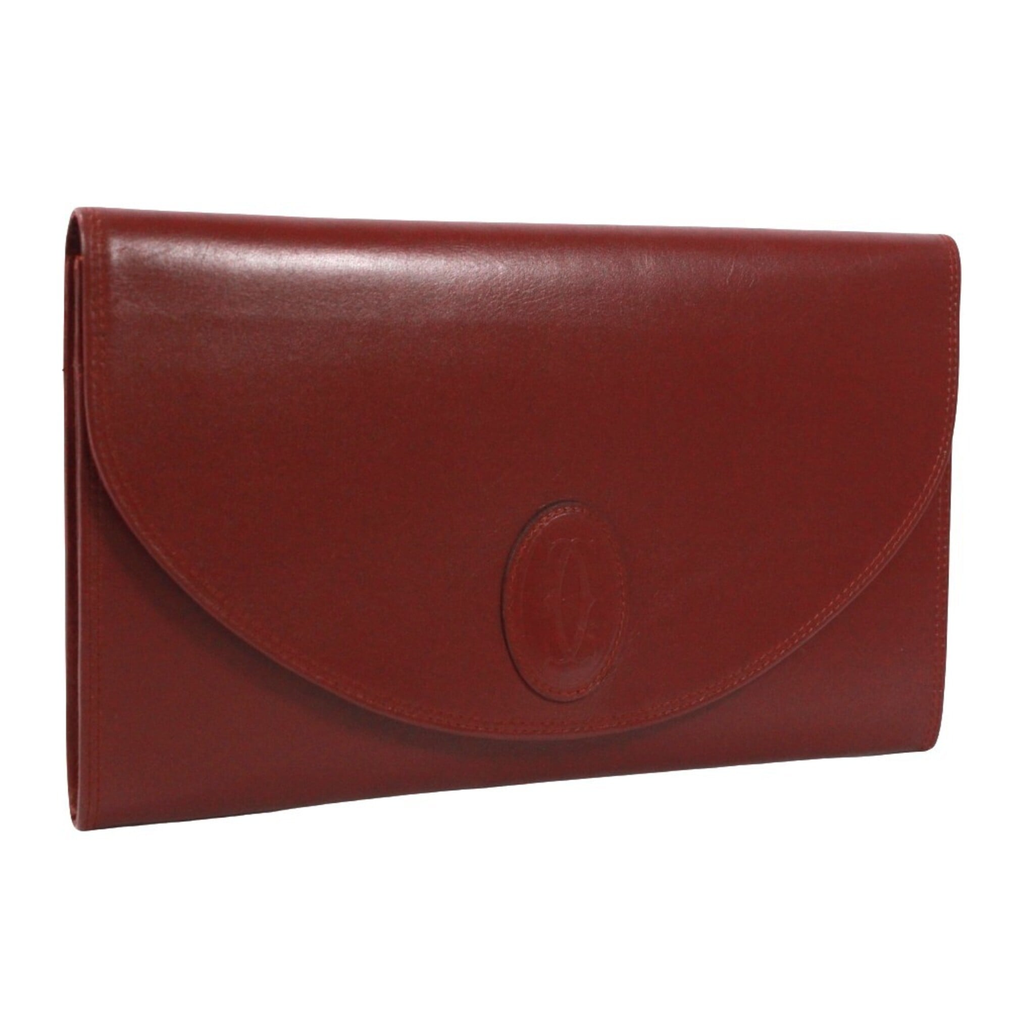 Cartier Bordeaux Leather Clutch Bag (Pre-Owned)