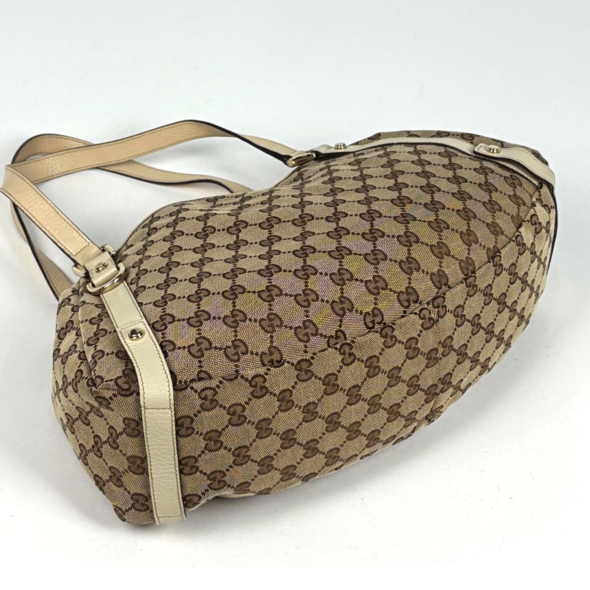 Gucci Brown Ivory Gg Canvas Shoulder Bag Tote Bag (Pre-Owned)