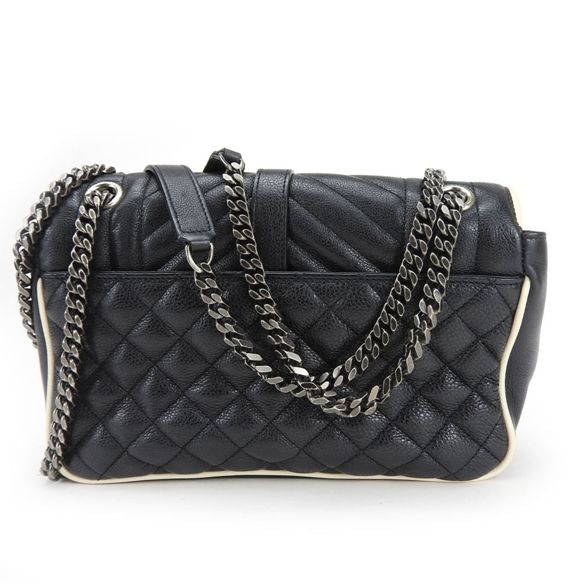 Saint Laurent Black Ivory Leather Shoulder Bag (Pre-Owned)