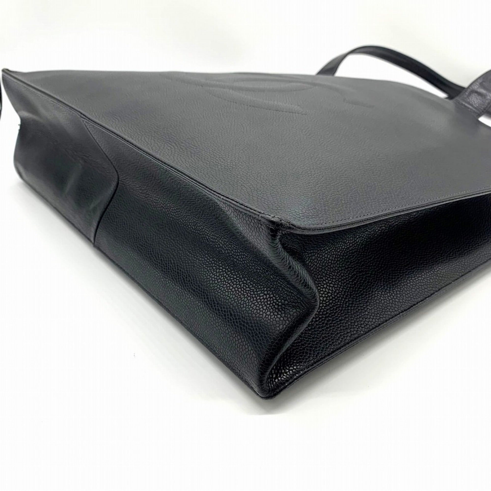 Chanel Black Grained Calfskin Shoulder Bag Tote Bag (Pre-Owned)