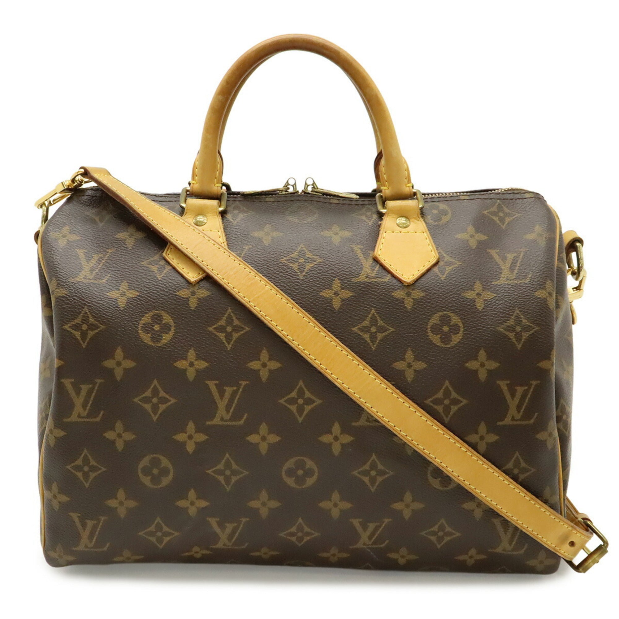 Louis Vuitton Brown Monogram Canvas Boston Bag Handbag Shoulder Bag (Pre-Owned)