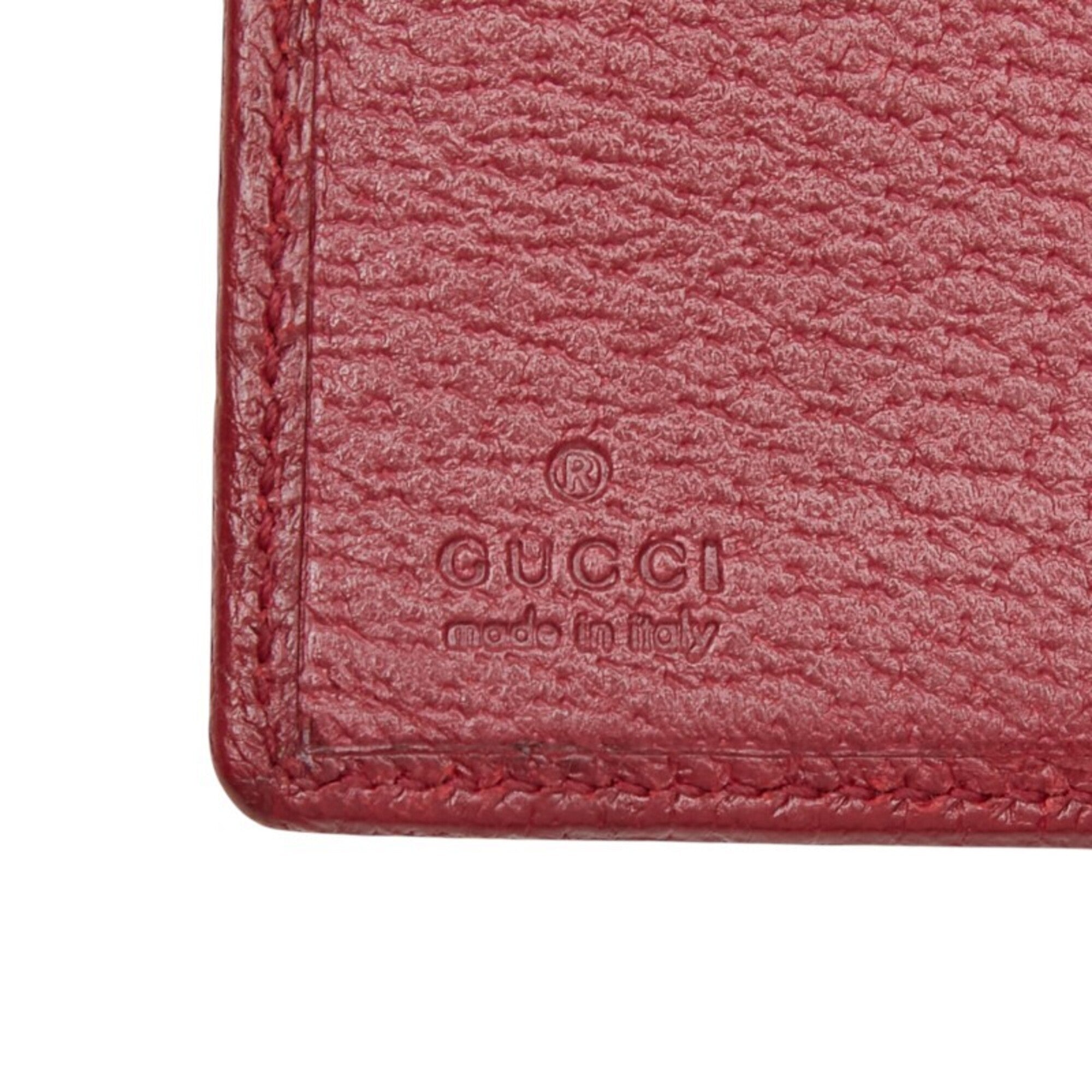 Gucci Pink Red Color Canvas Leather Long Wallet (Bi-Fold) (Pre-Owned)