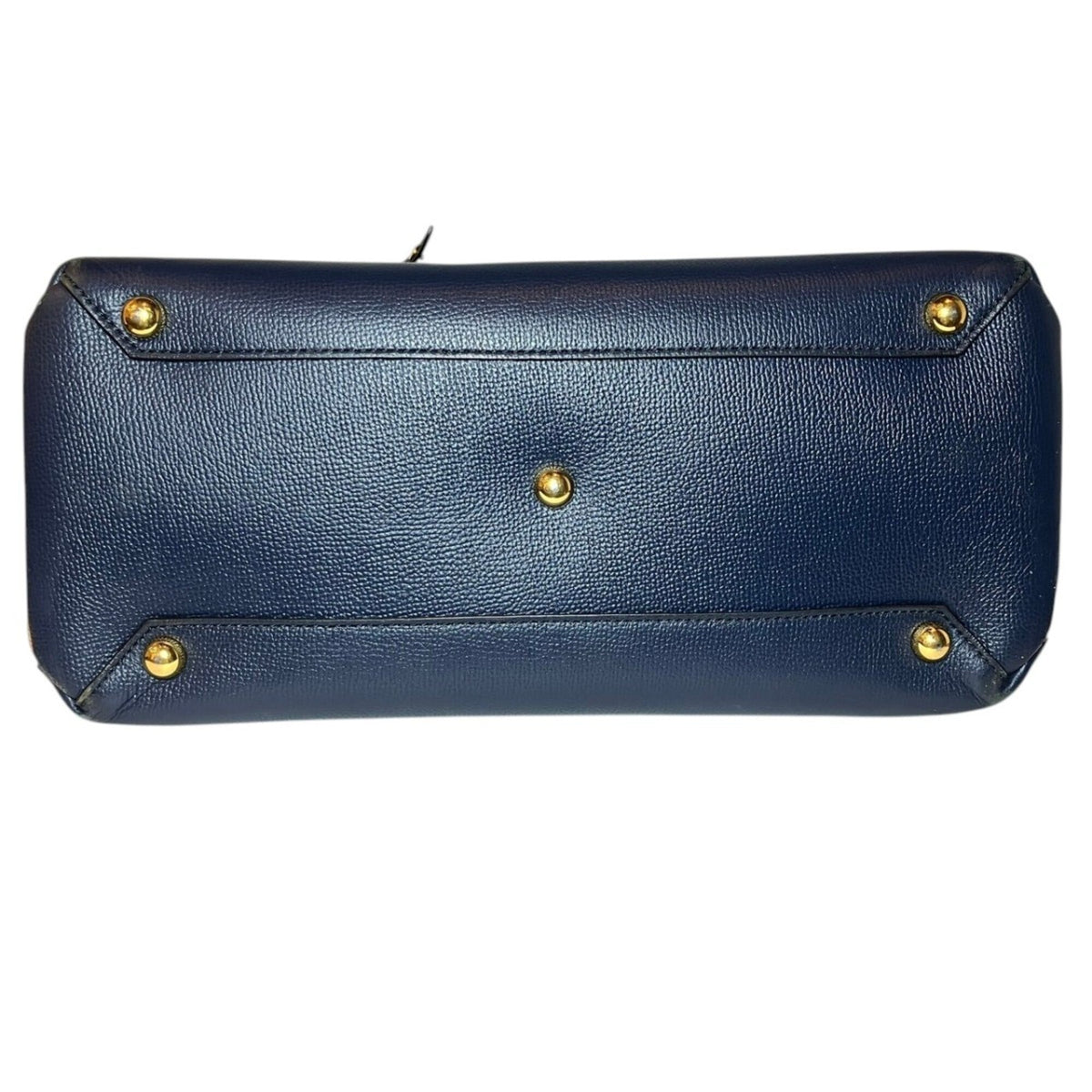 Burberry Navy Leather Canvas Handbag (Pre-Owned)