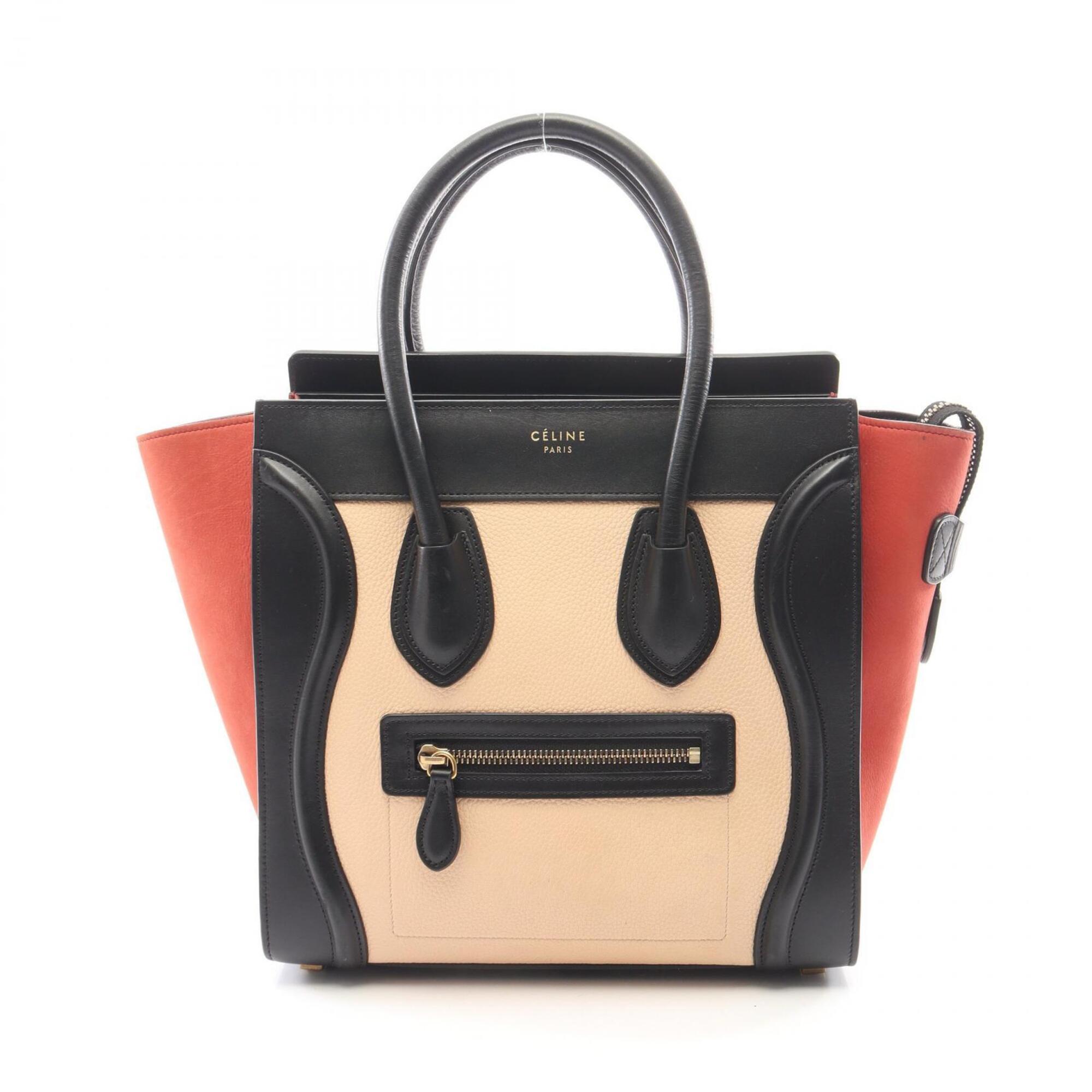 Celine Black Ivory Red Color Leather Handbag Tote Bag (Pre-Owned)