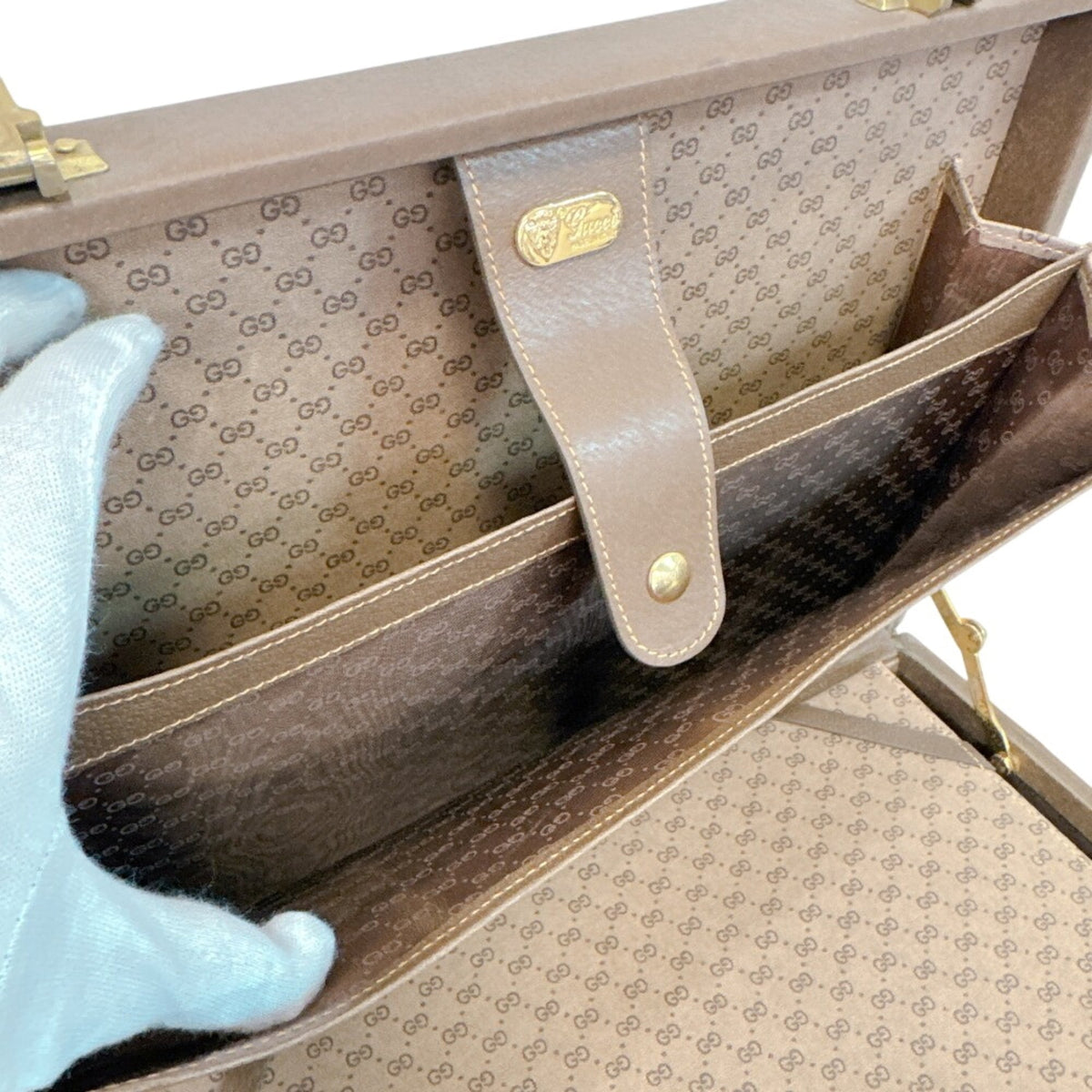 Gucci Brown Leather Attaché Case Handbag (Pre-Owned)