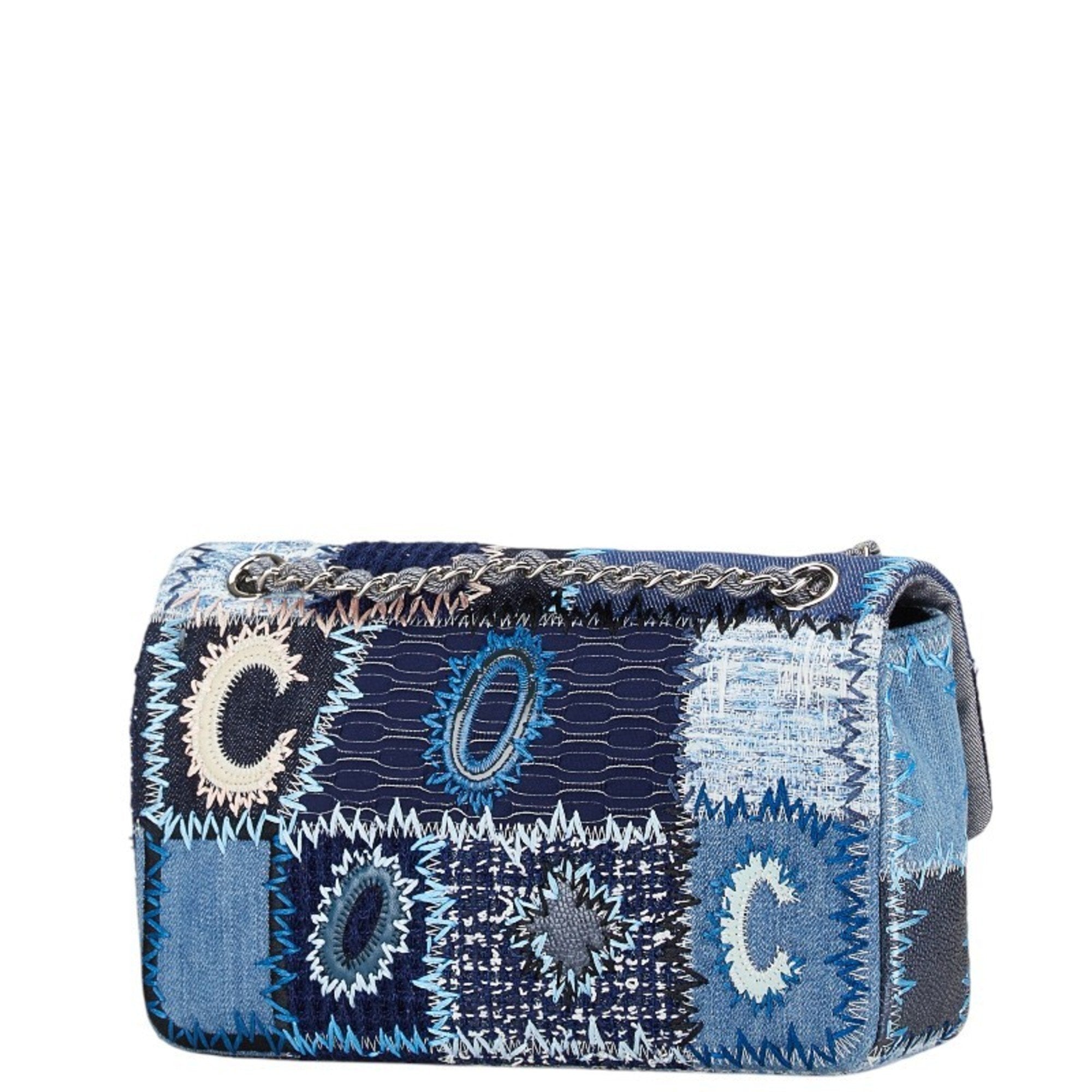 Chanel Blue Multi-Color Silver Denim Caviar Leather Handbag Shoulder Bag (Pre-Owned)