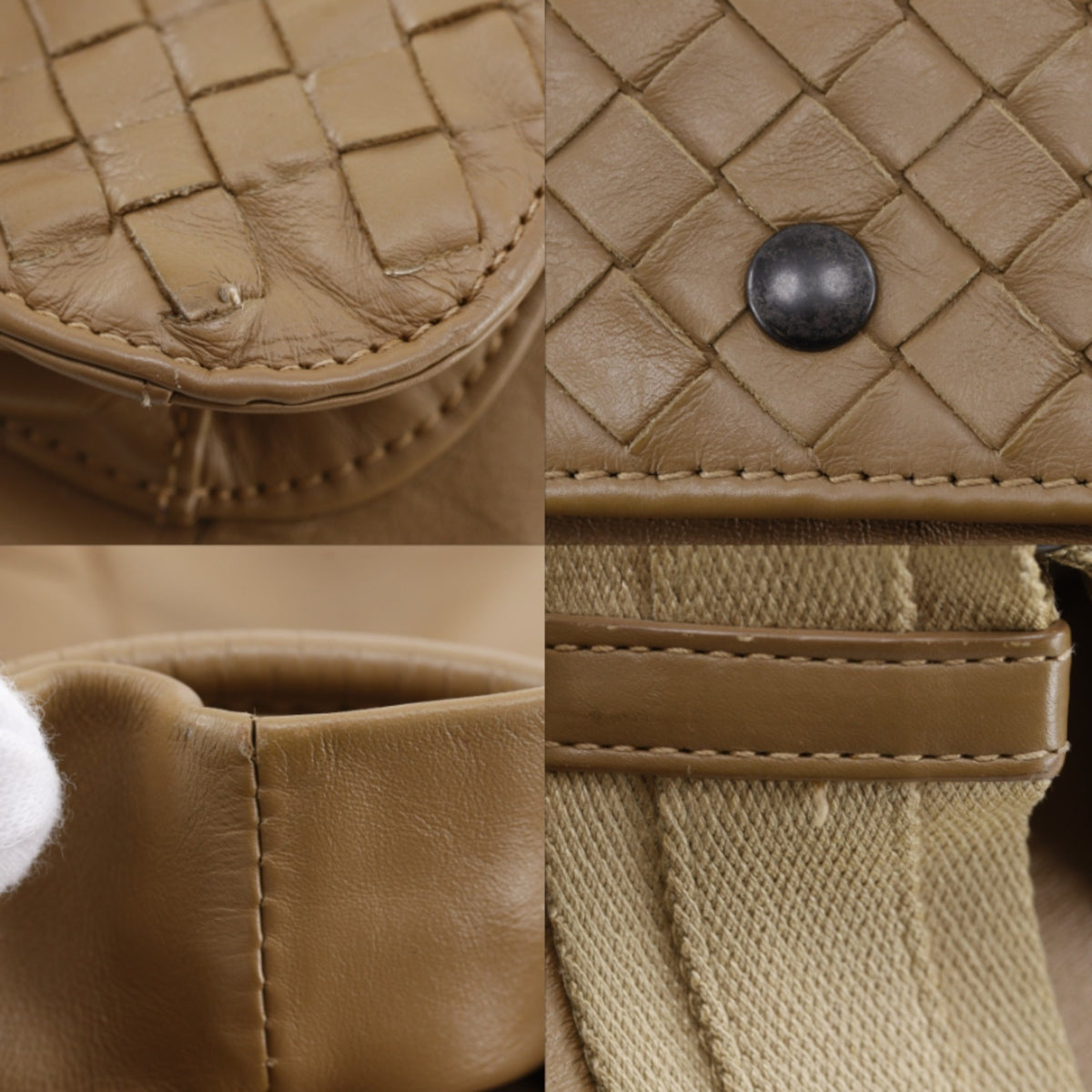Bottega Veneta Intrecciato Beige Leather Backpack (Pre-Owned)