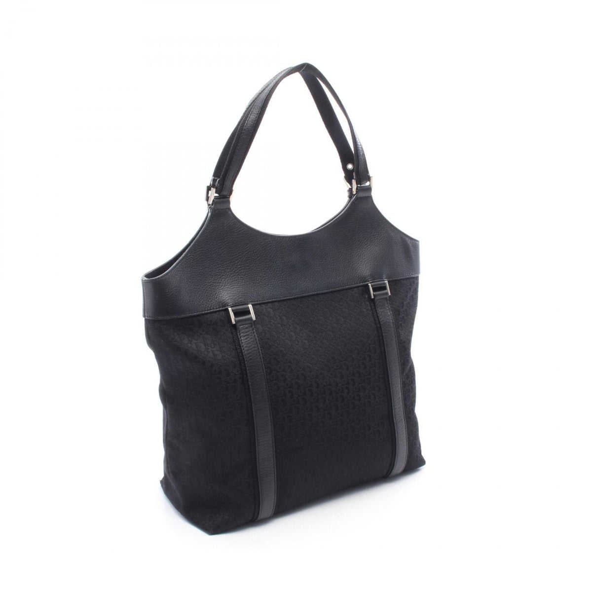 Christian Dior Black Canvas Leather Handbag Tote Bag (Pre-Owned)