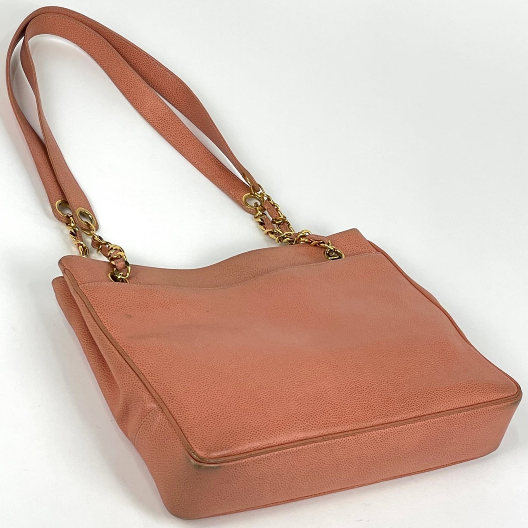 Chanel Salmon Pink Grained Calfskin Shoulder Bag Tote Bag (Pre-Owned)