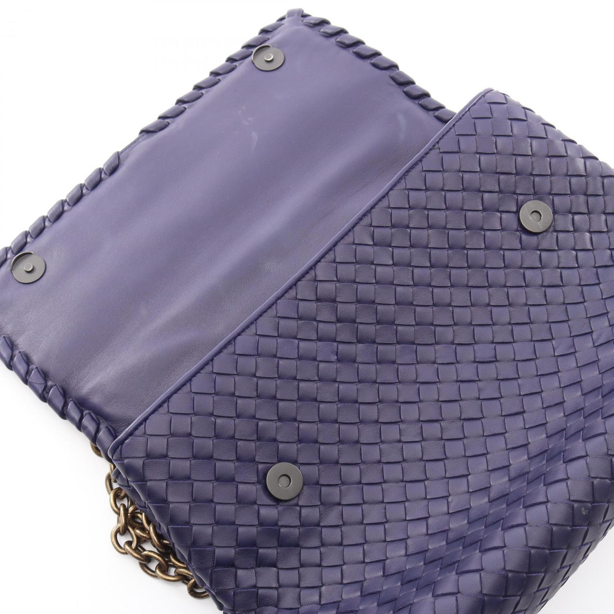 Bottega Veneta Purple Leather Handbag Shoulder Bag (Pre-Owned)