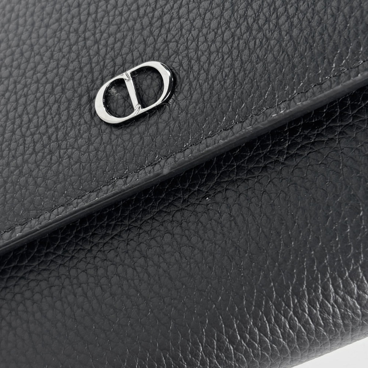 Christian Dior Gray Leather Long Wallet (Bi-Fold) (Pre-Owned)