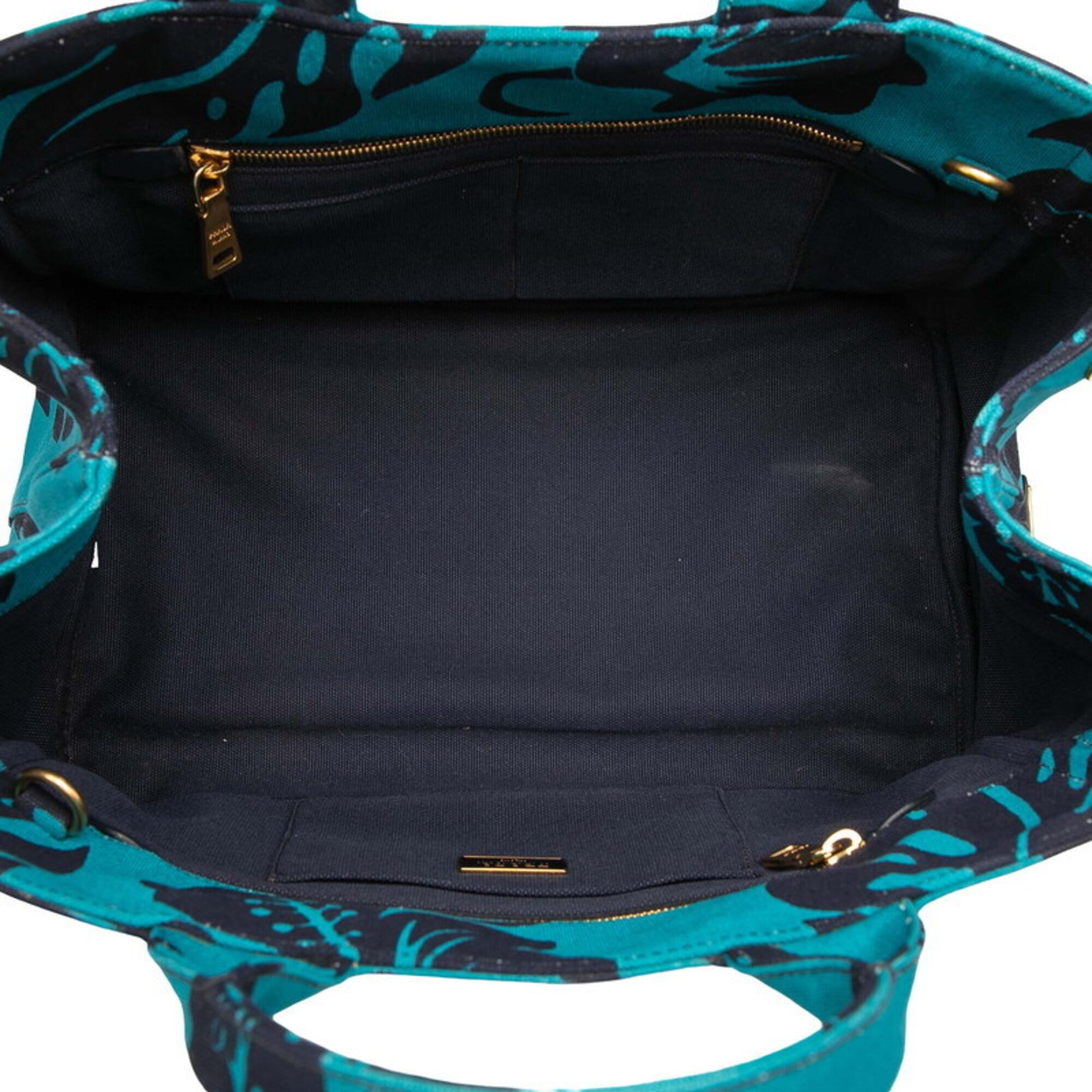 Prada Blue Navy Canvas Handbag Shoulder Bag (Pre-Owned)