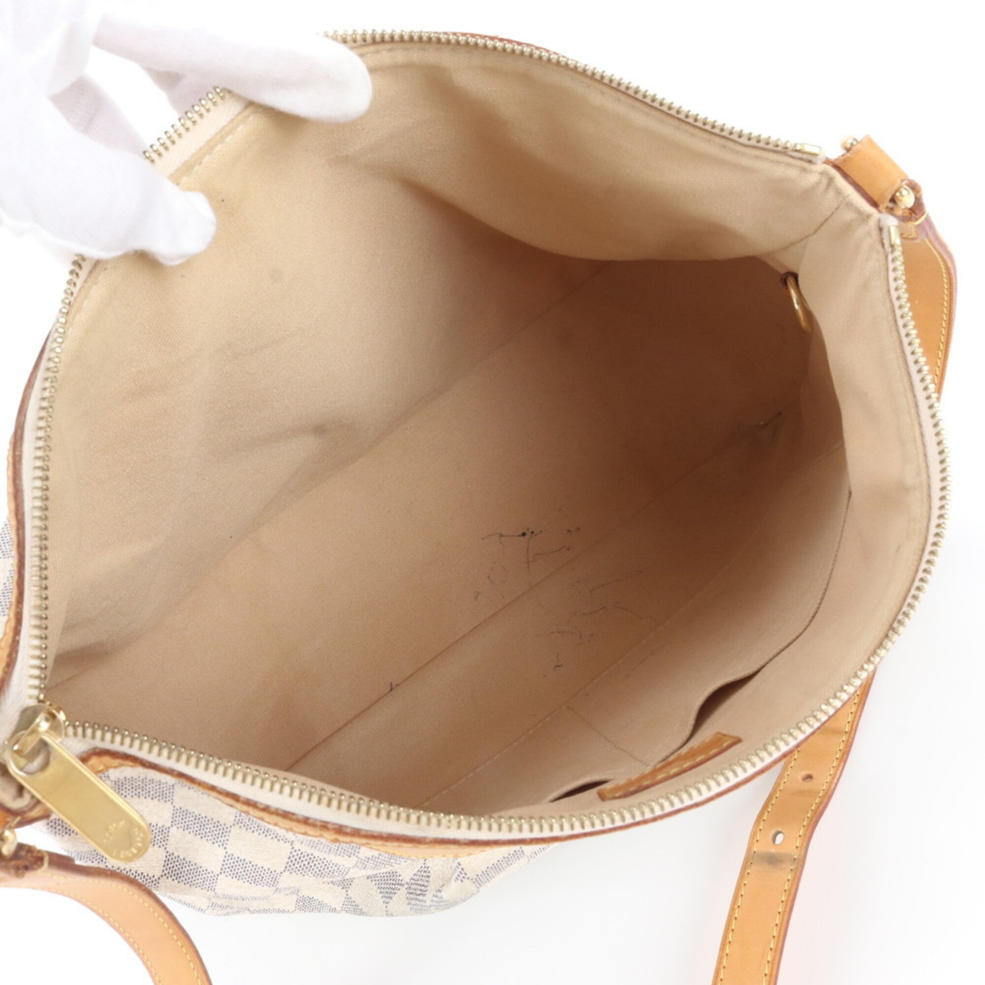 Louis Vuitton Beige Brown Leather Coated Canvas Shoulder Bag Tote Bag (Pre-Owned)