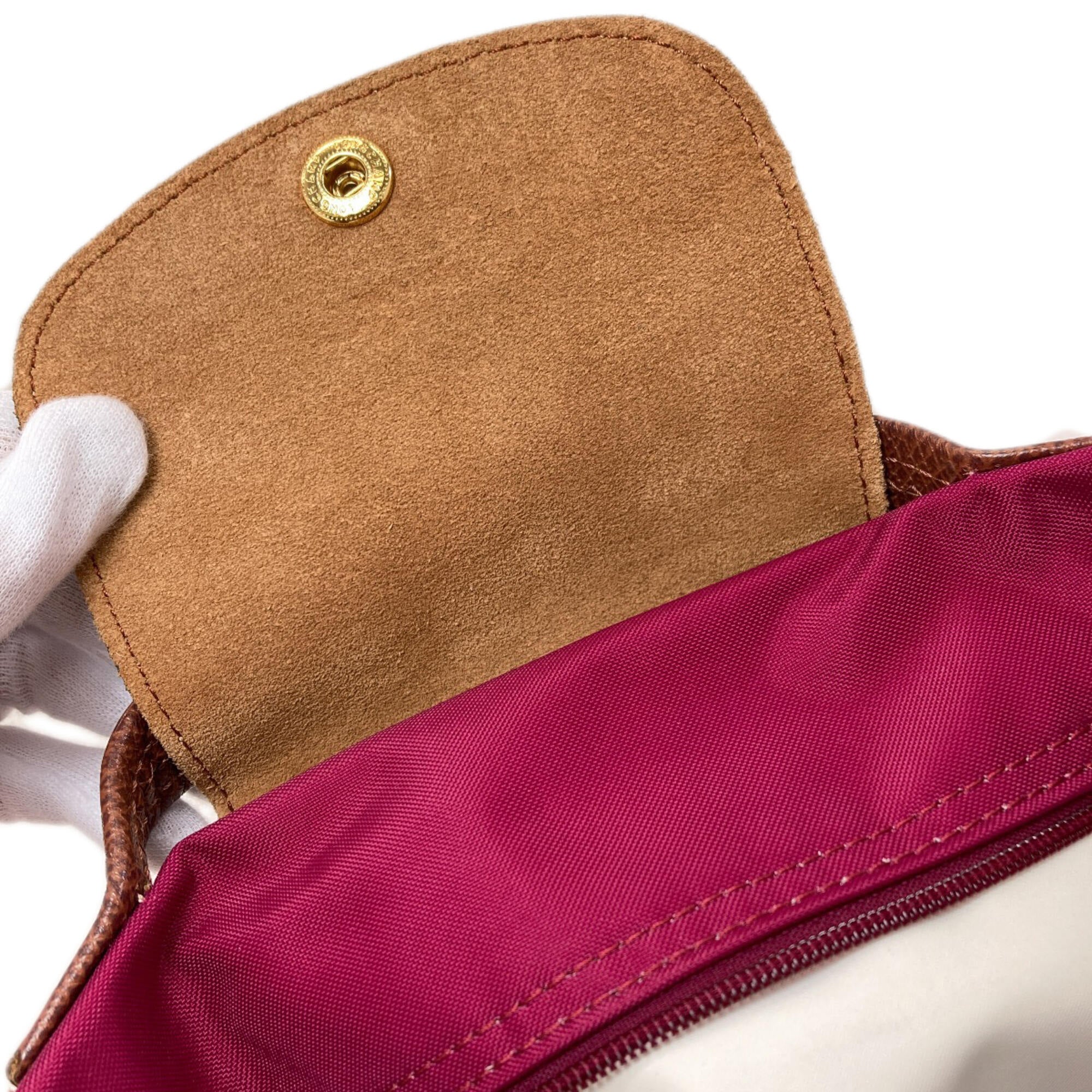 Longchamp Red Color Nylon Handbag (Pre-Owned)