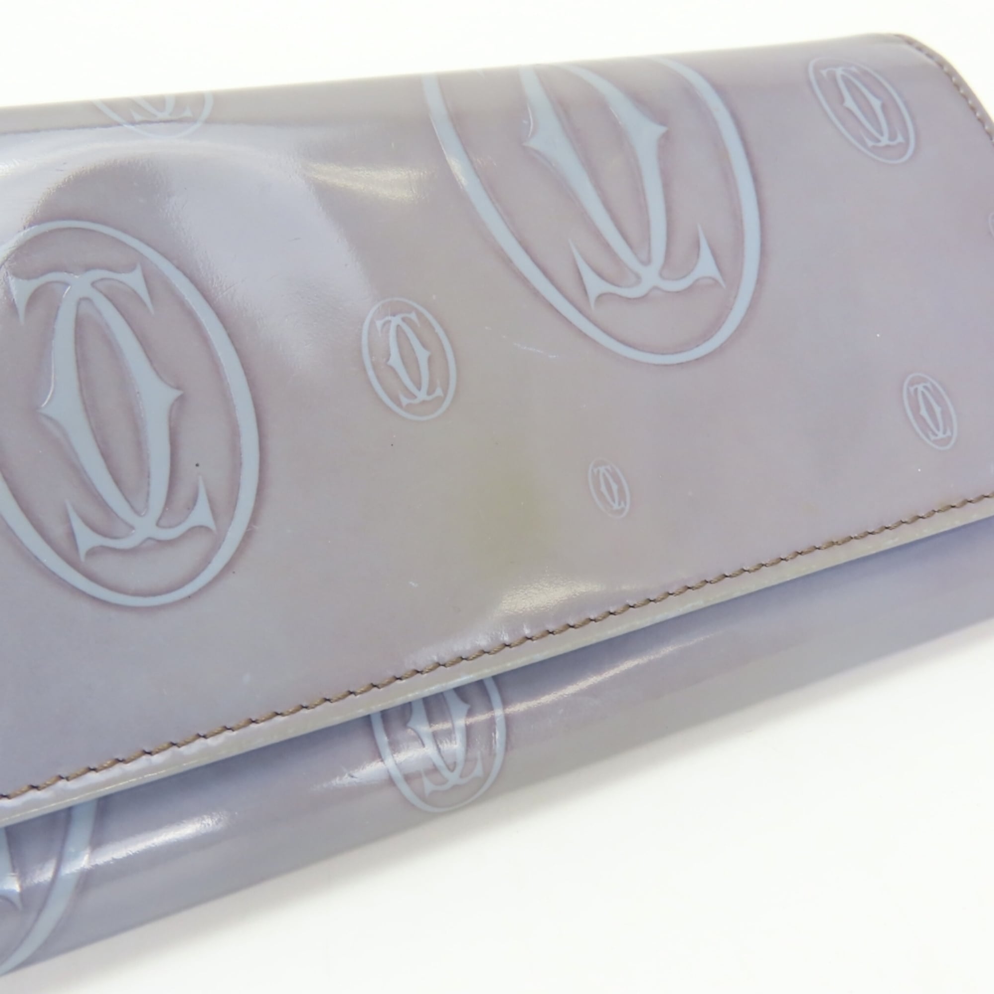 Cartier Purple Leather Long Wallet (Bi-Fold) (Pre-Owned)