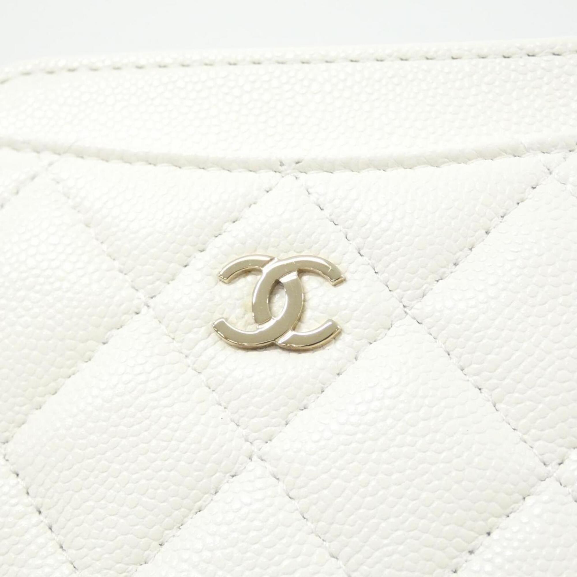 Chanel White Grained Calfskin Coin Purse/Coin Case (Pre-Owned)