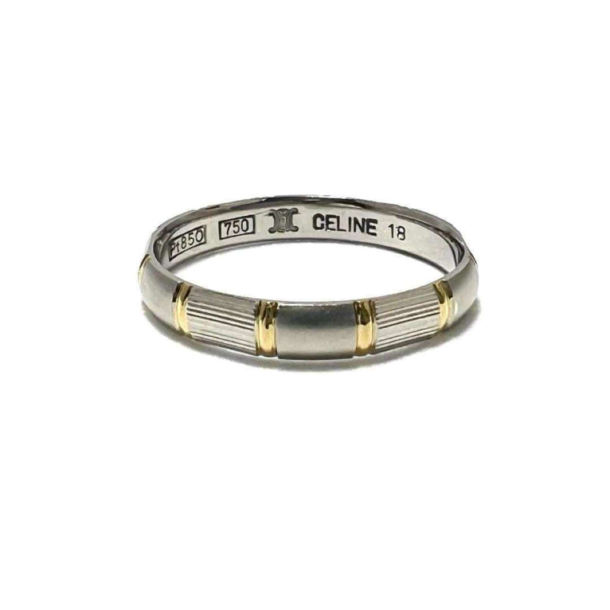 Celine Silver Yellow Gold (18K) Platinum Band Ring (Pre-Owned)