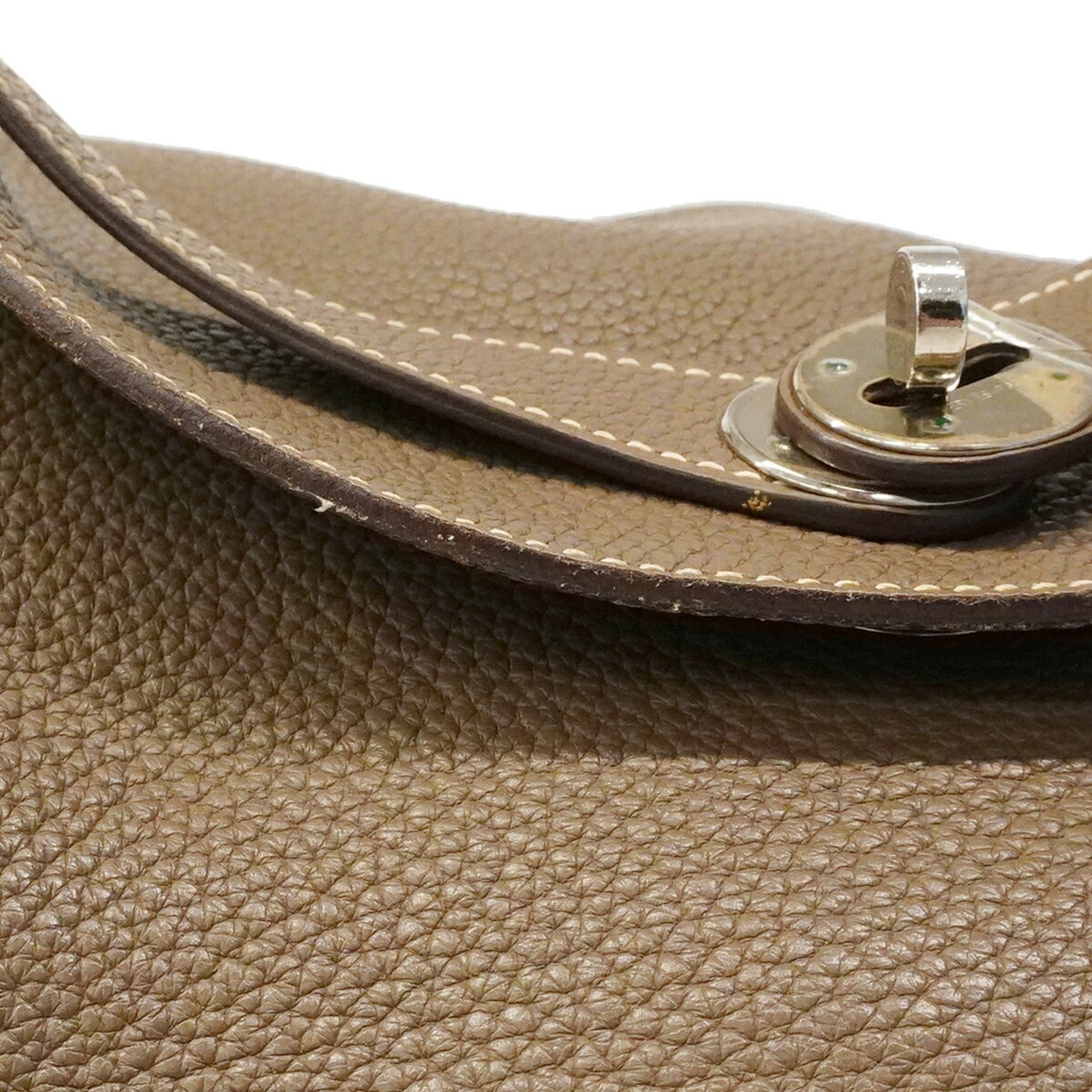 Hermes Gray Taurillon Clemence Leather Handbag (Pre-Owned)