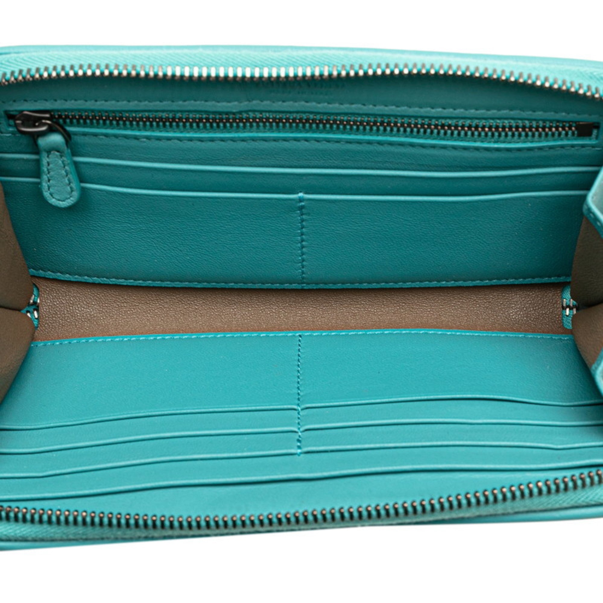 Bottega Veneta Emerald Green Leather Long Wallet (Bi-Fold) (Pre-Owned)