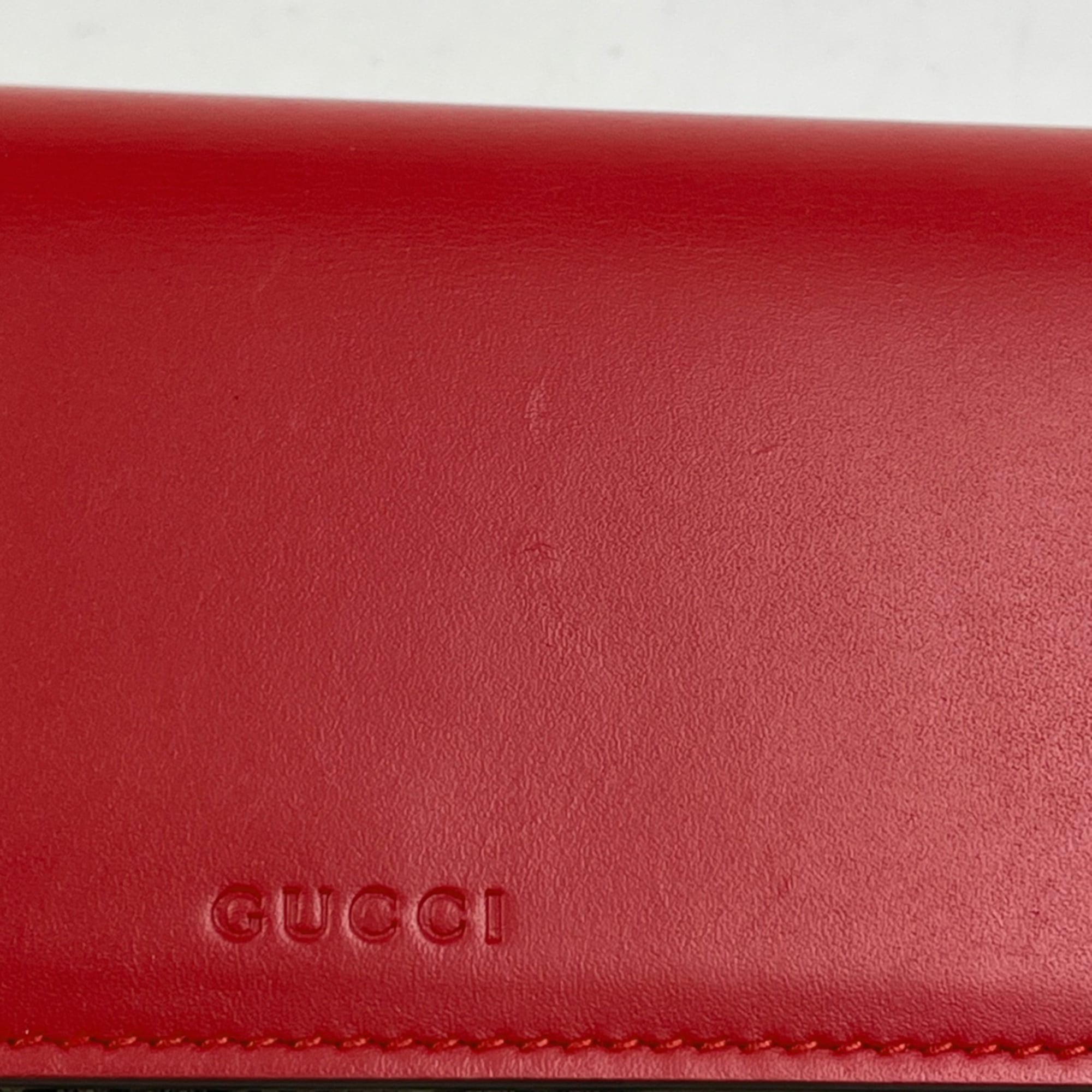 Gucci Beige Red Color Coated Canvas Leather Long Wallet (Bi-Fold) (Pre-Owned)