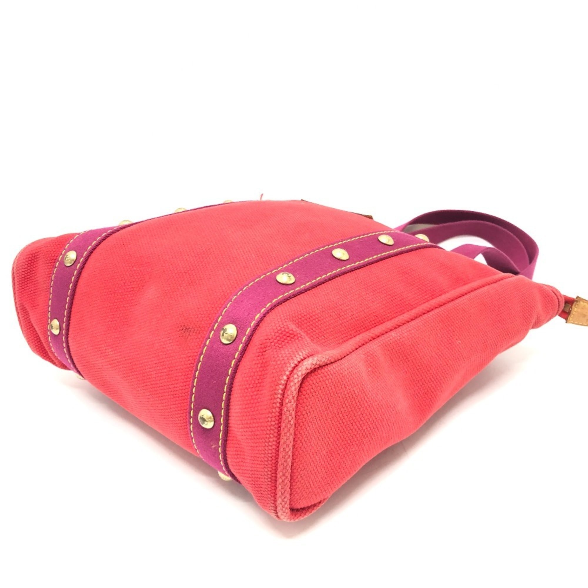 Louis Vuitton Red Color Canvas Tote Bag (Pre-Owned)