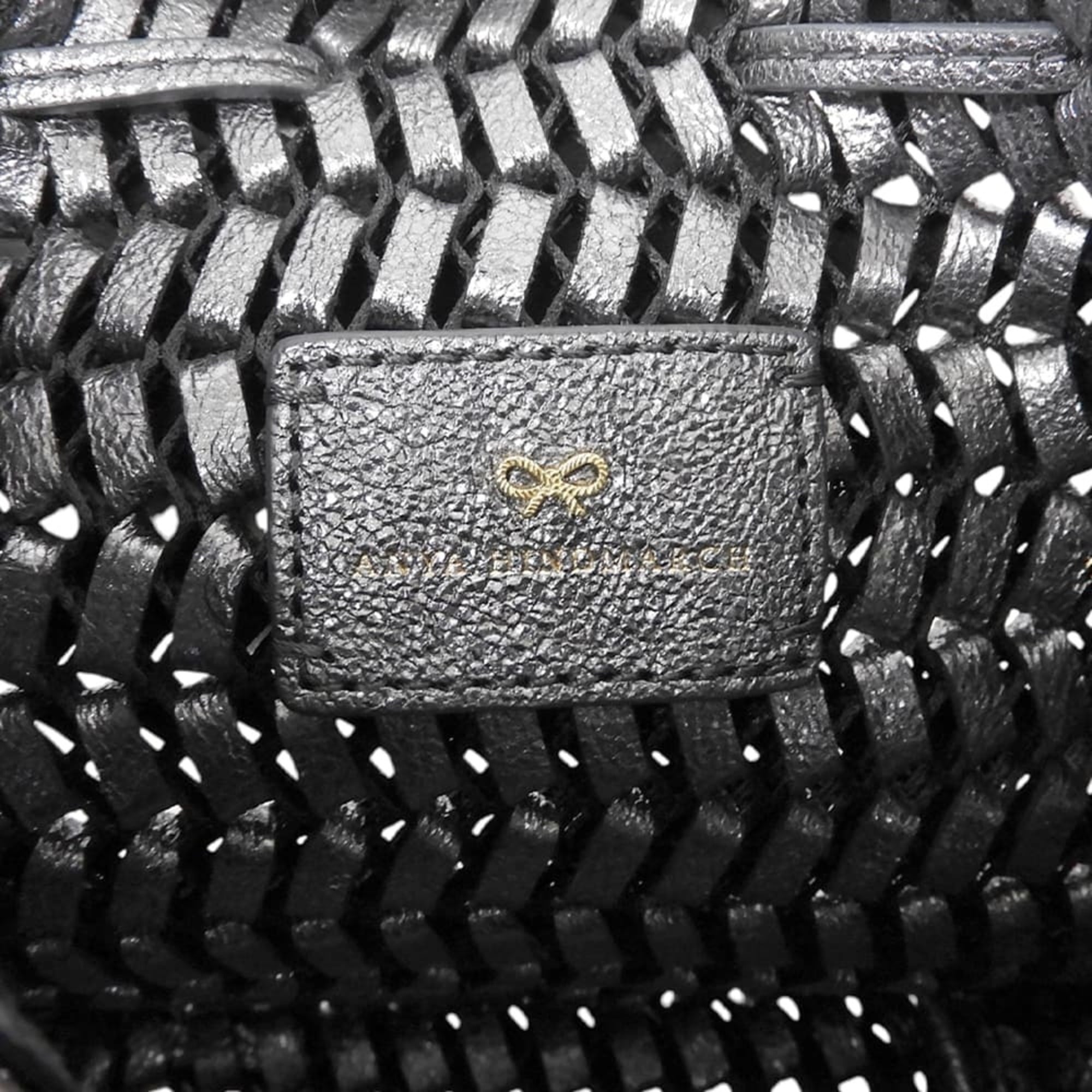 Anya Hindmarch Metallic Gray Leather Shoulder Bag (Pre-Owned)