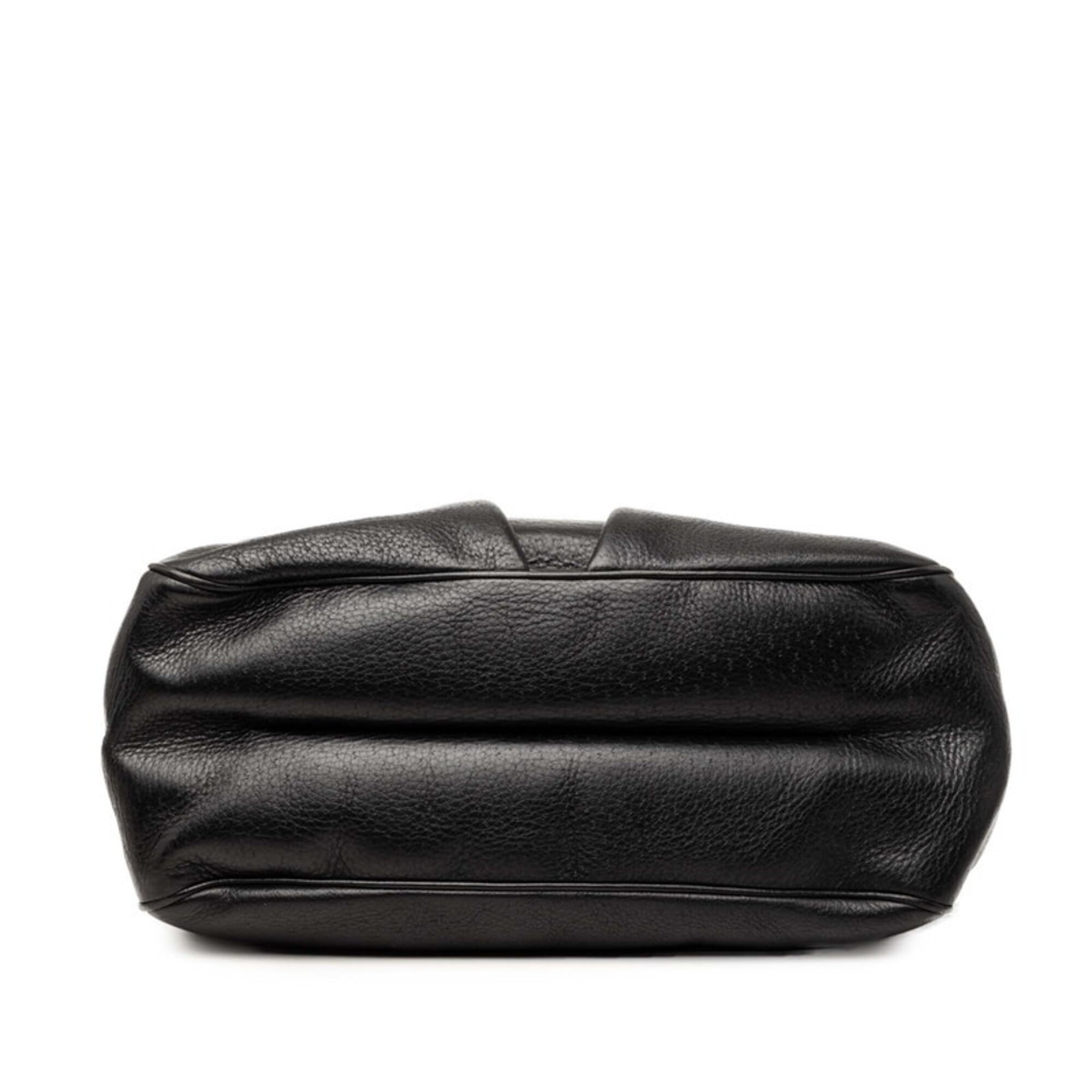 Salvatore Ferragamo Black Leather Handbag Tote Bag (Pre-Owned)