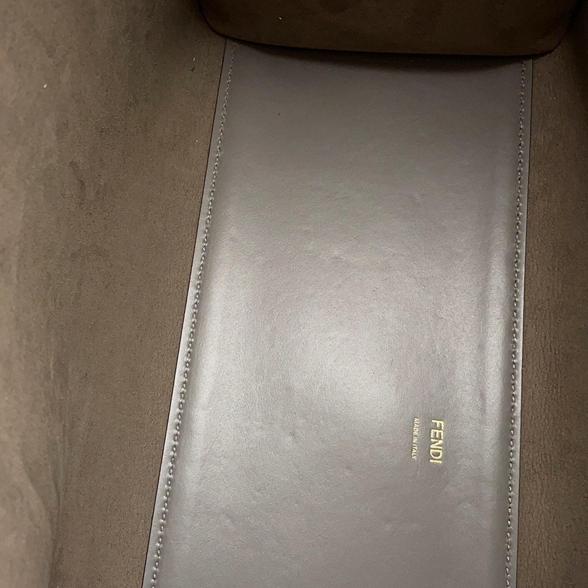 Fendi Gray Leather Handbag Shoulder Bag Tote Bag (Pre-Owned)