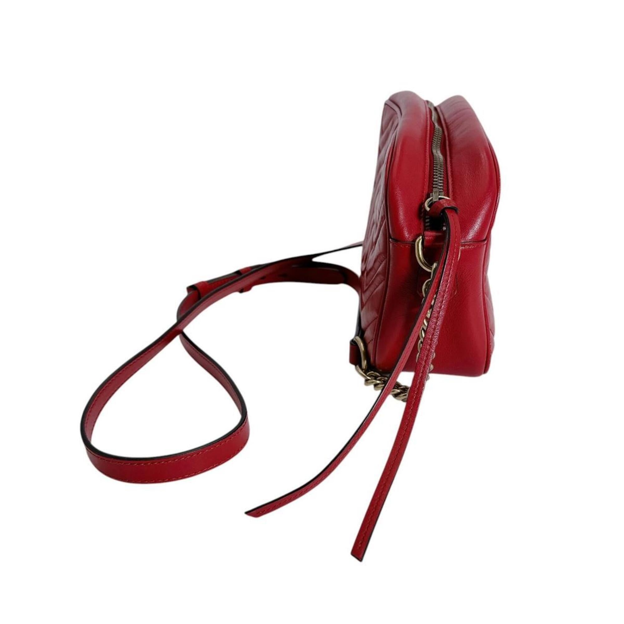 Gucci Red Color Leather Shoulder Bag Sling Bag (Pre-Owned)