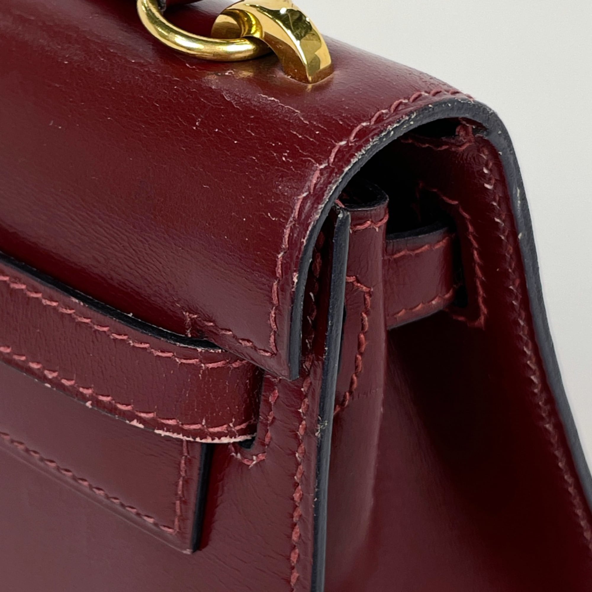 Hermes Red Color Box Calf Leather Shoulder Bag (Pre-Owned)