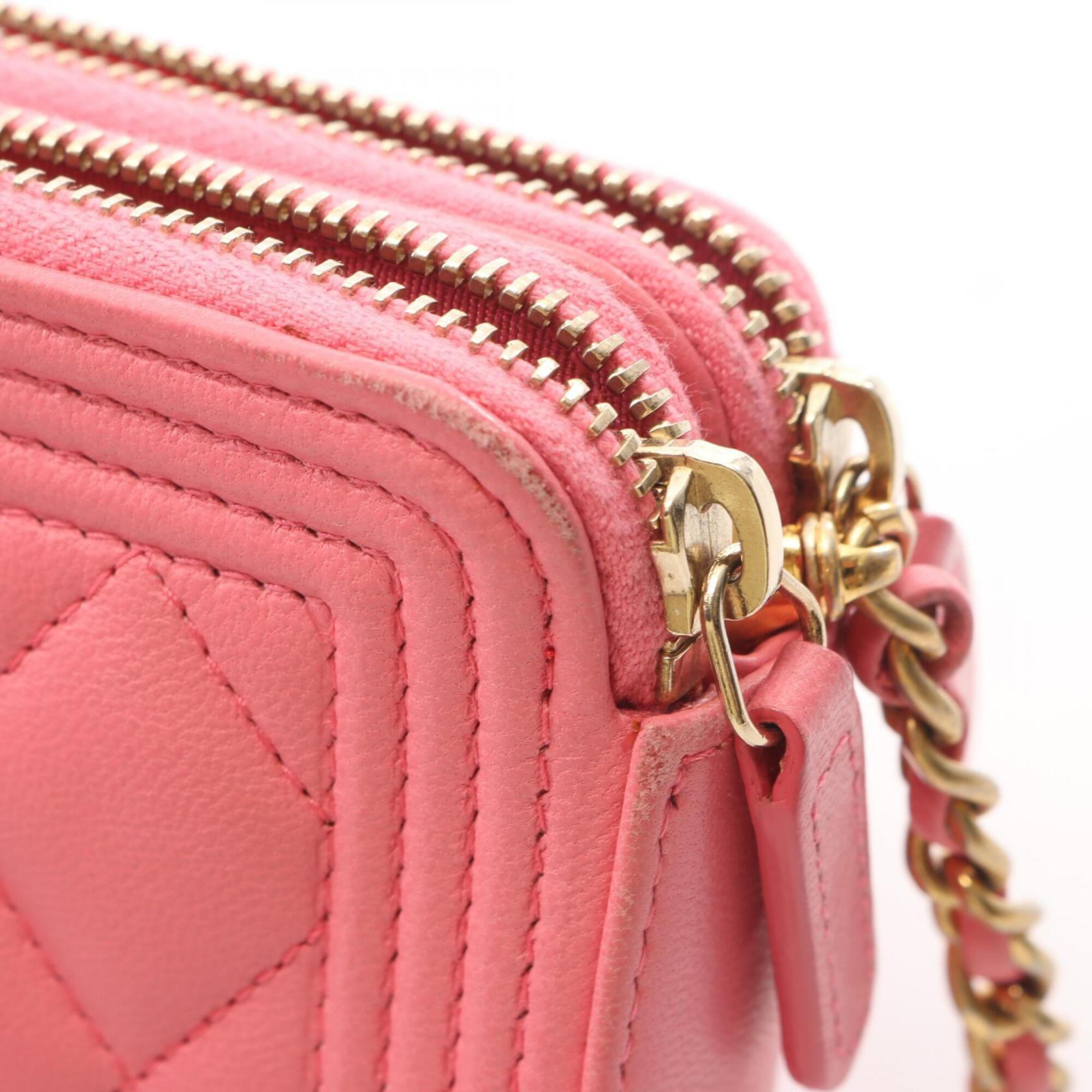 Chanel Pink Leather Handbag Shoulder Bag (Pre-Owned)