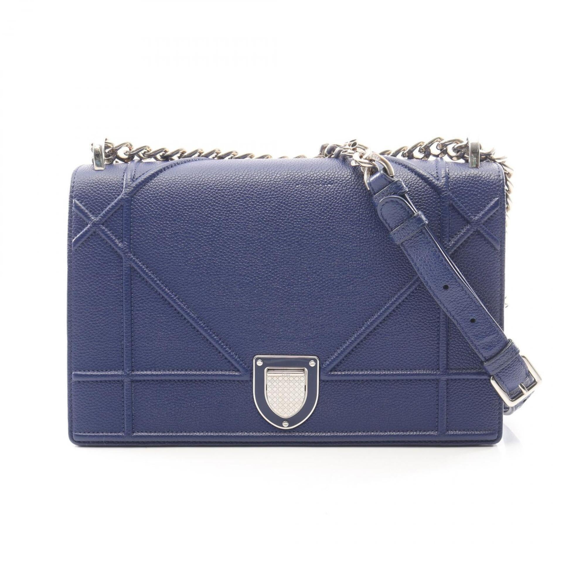 Christian Dior Blue Leather Handbag Shoulder Bag (Pre-Owned)