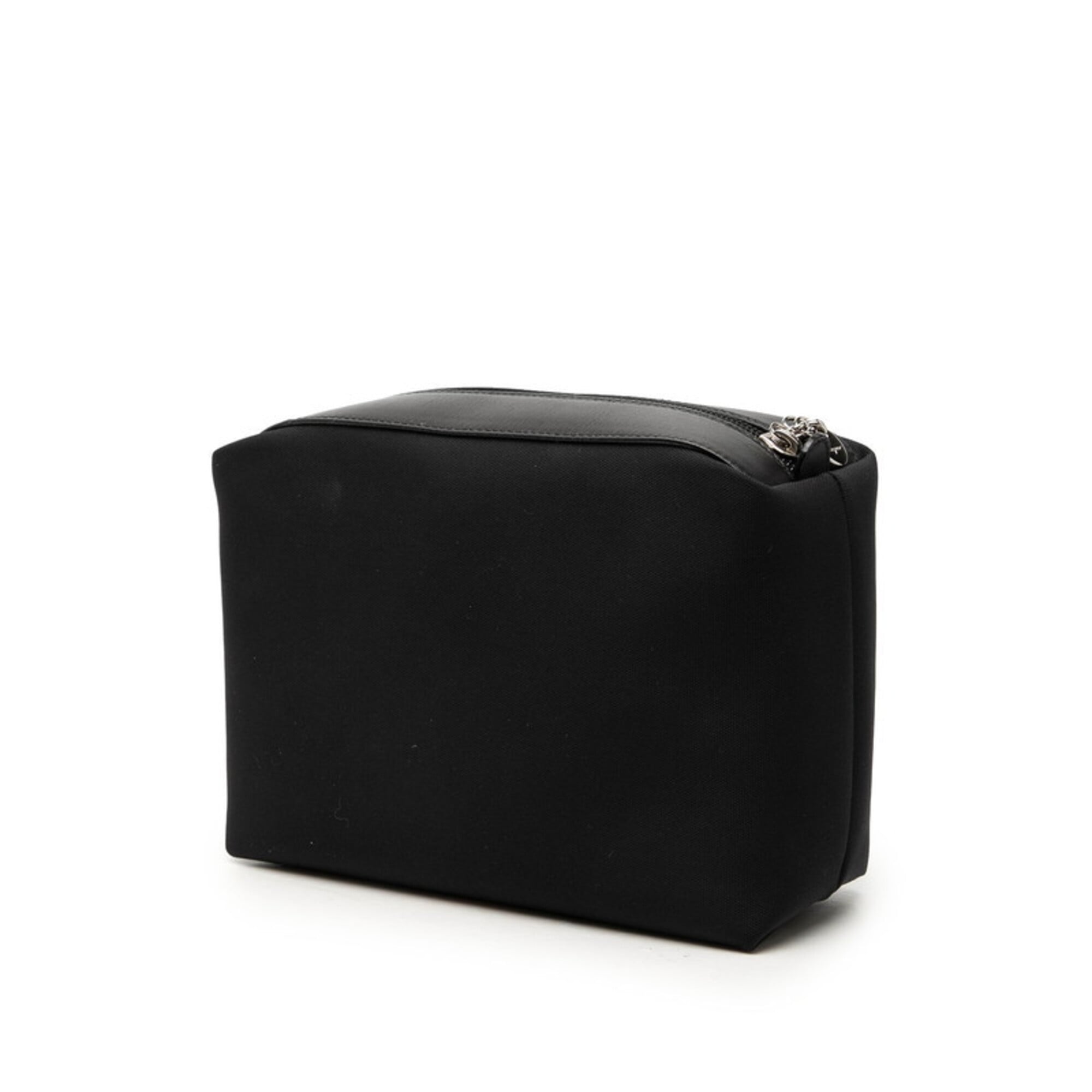 Salvatore Ferragamo Black Canvas Leather Handbag Pouch (Pre-Owned)
