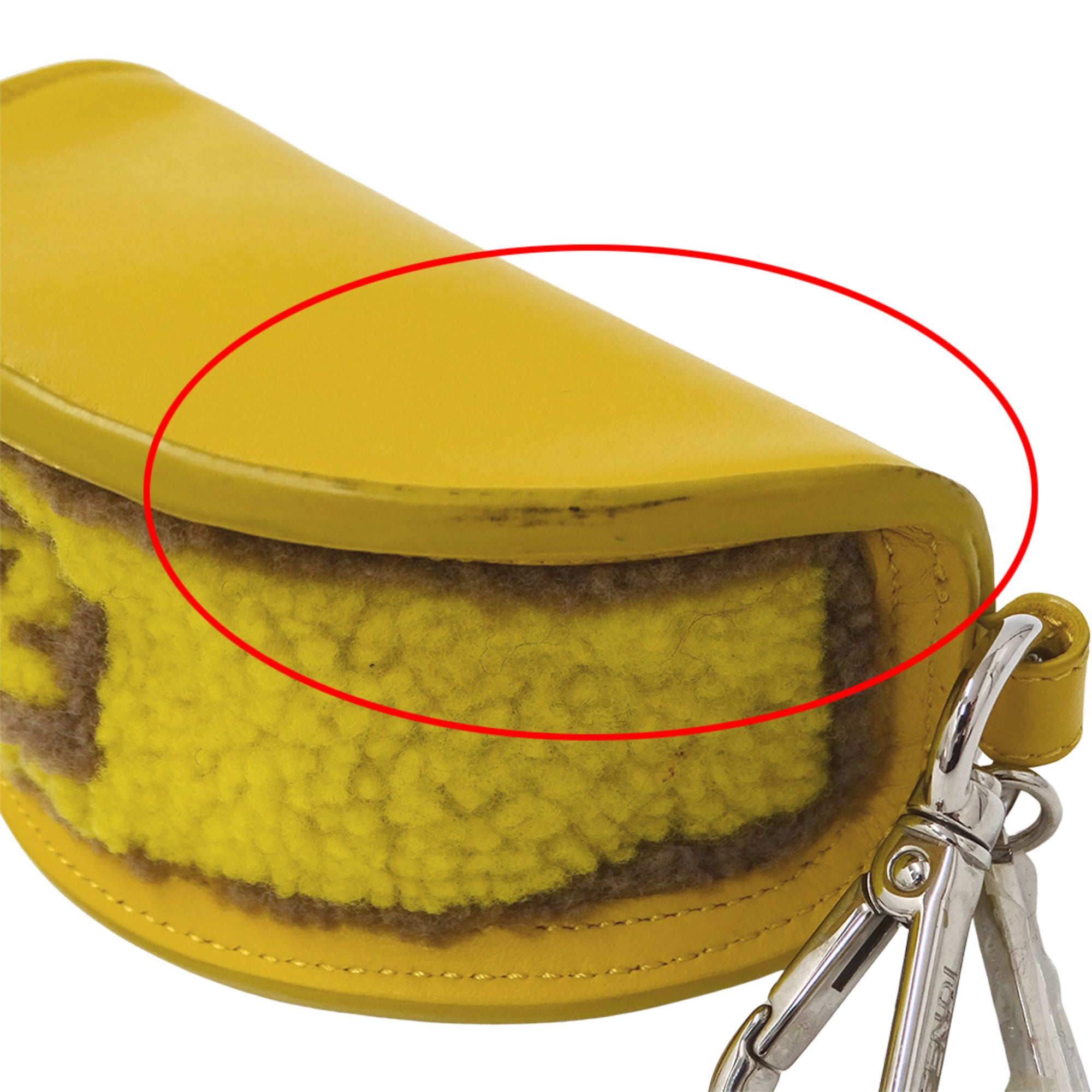 Fendi Yellow Leather Wool Handbag Pouch (Pre-Owned)