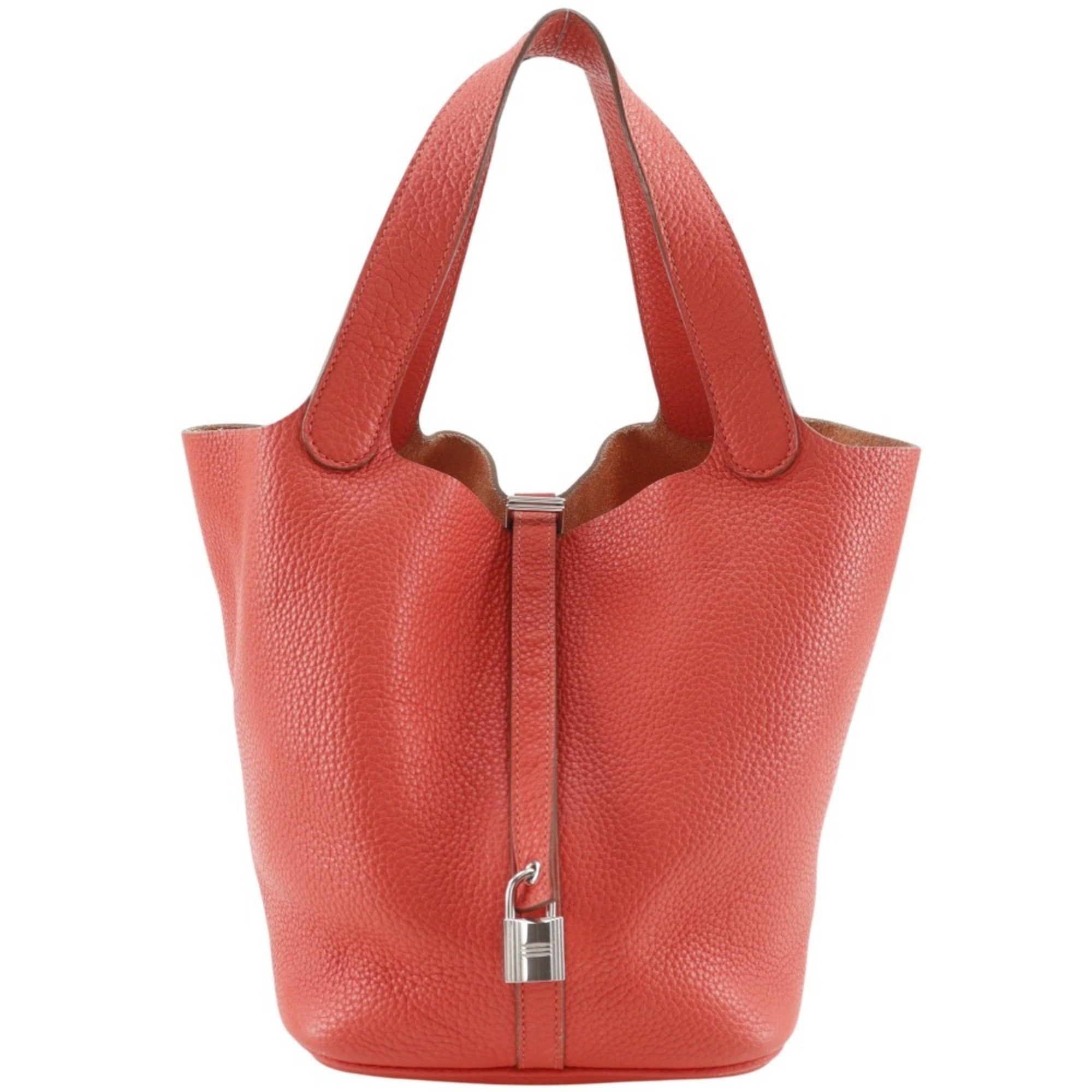Hermes Picotin Red Color Taurillon Clemence Leather Handbag (Pre-Owned)