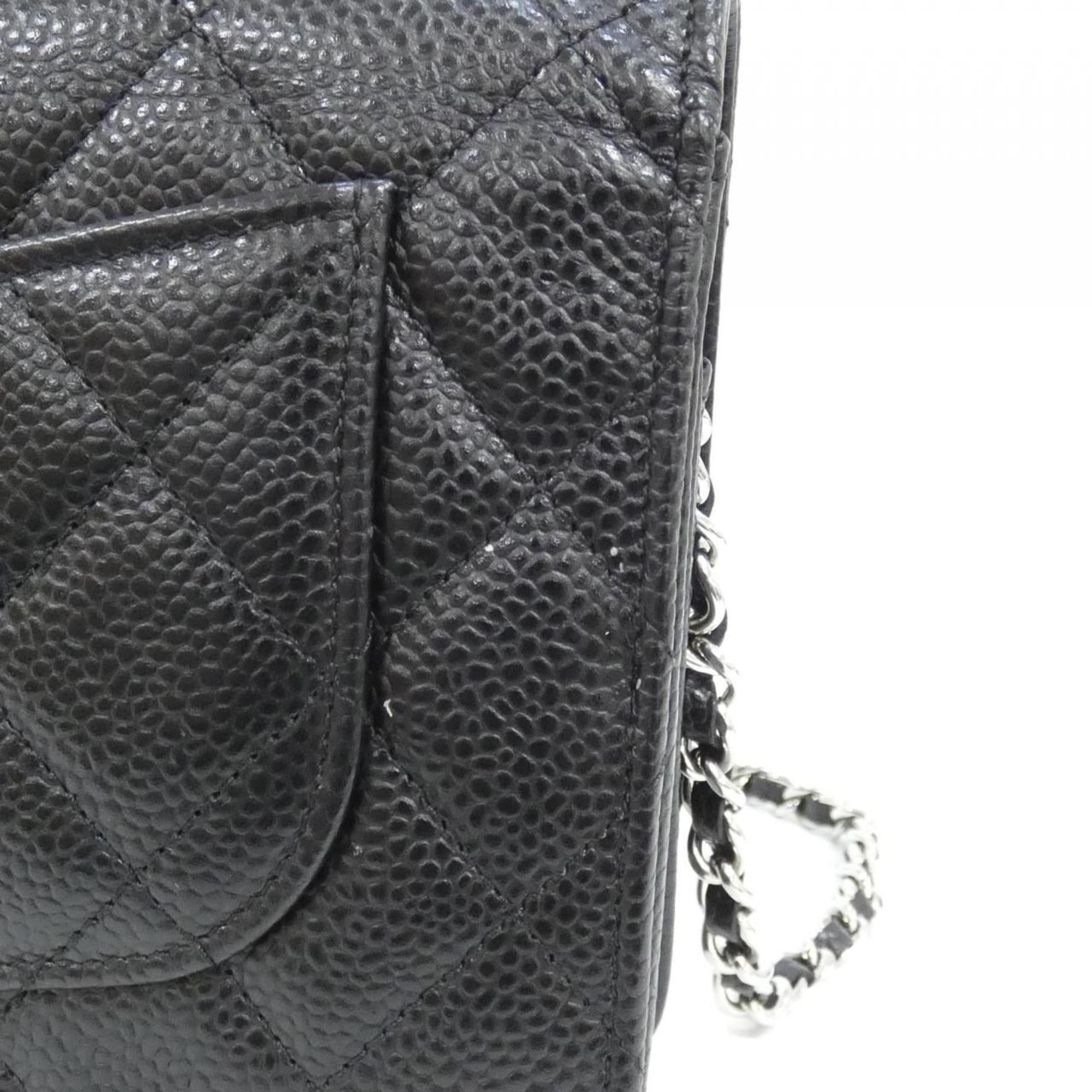 Chanel Black Bordeaux Grained Calfskin Chain/Shoulder Wallet (Pre-Owned)