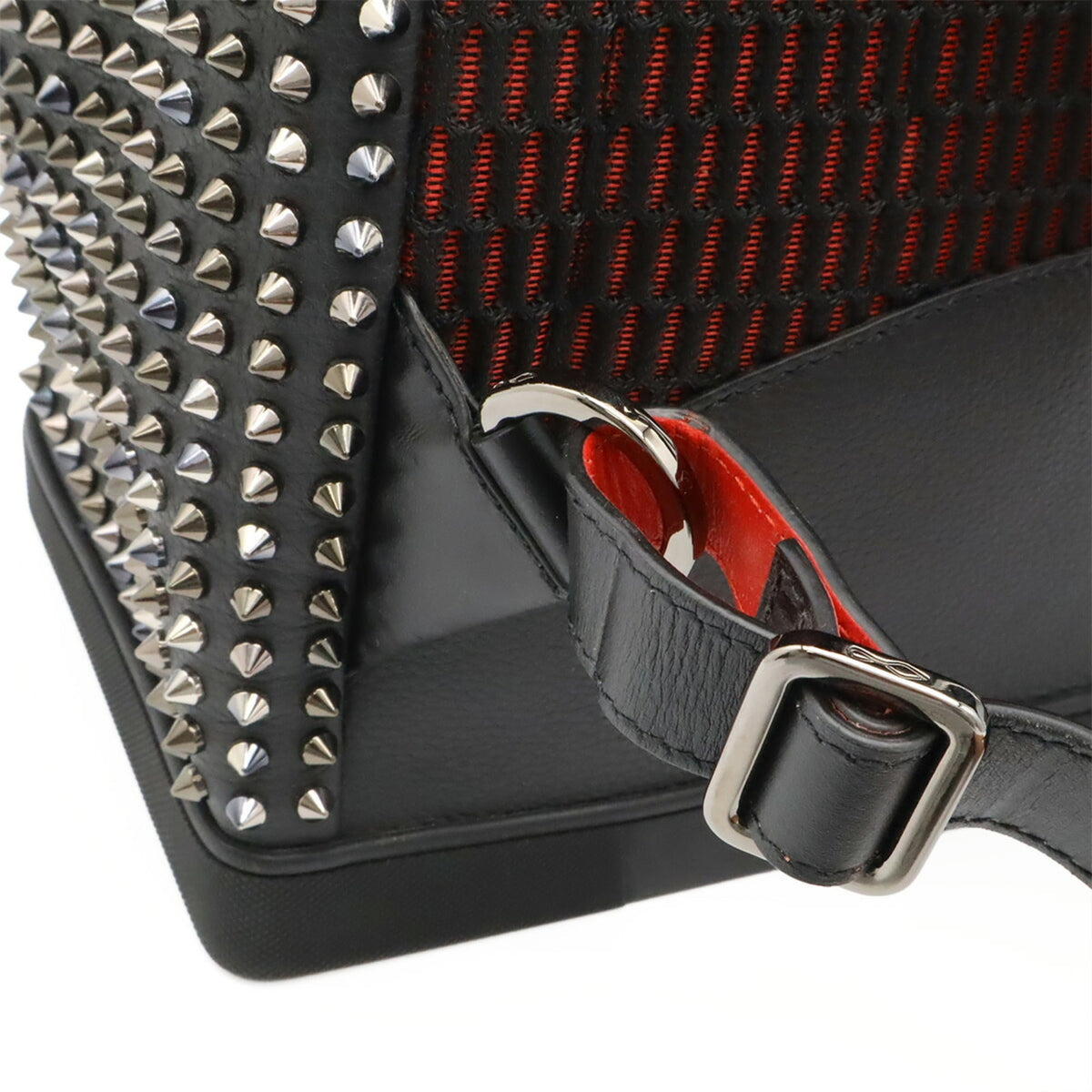 Christian Louboutin Black Red Color Leather Rubber Backpack (Pre-Owned)