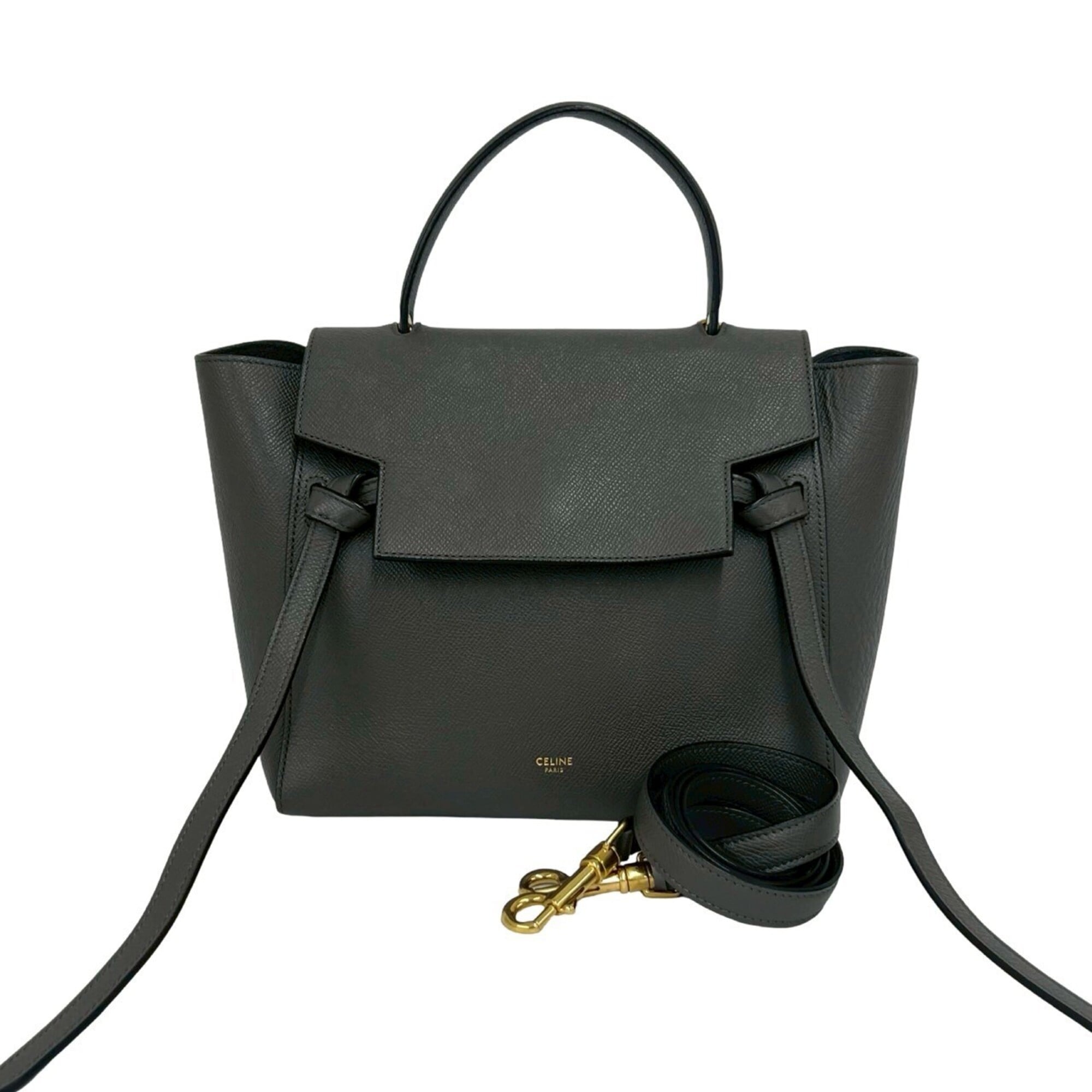 Celine Gray Leather Handbag Shoulder Bag Tote Bag (Pre-Owned)