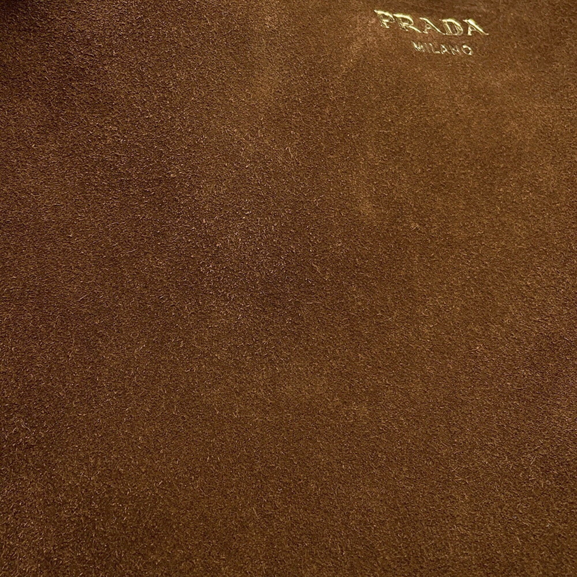 Prada Brown Cocoa Suede Handbag Shoulder Bag (Pre-Owned)