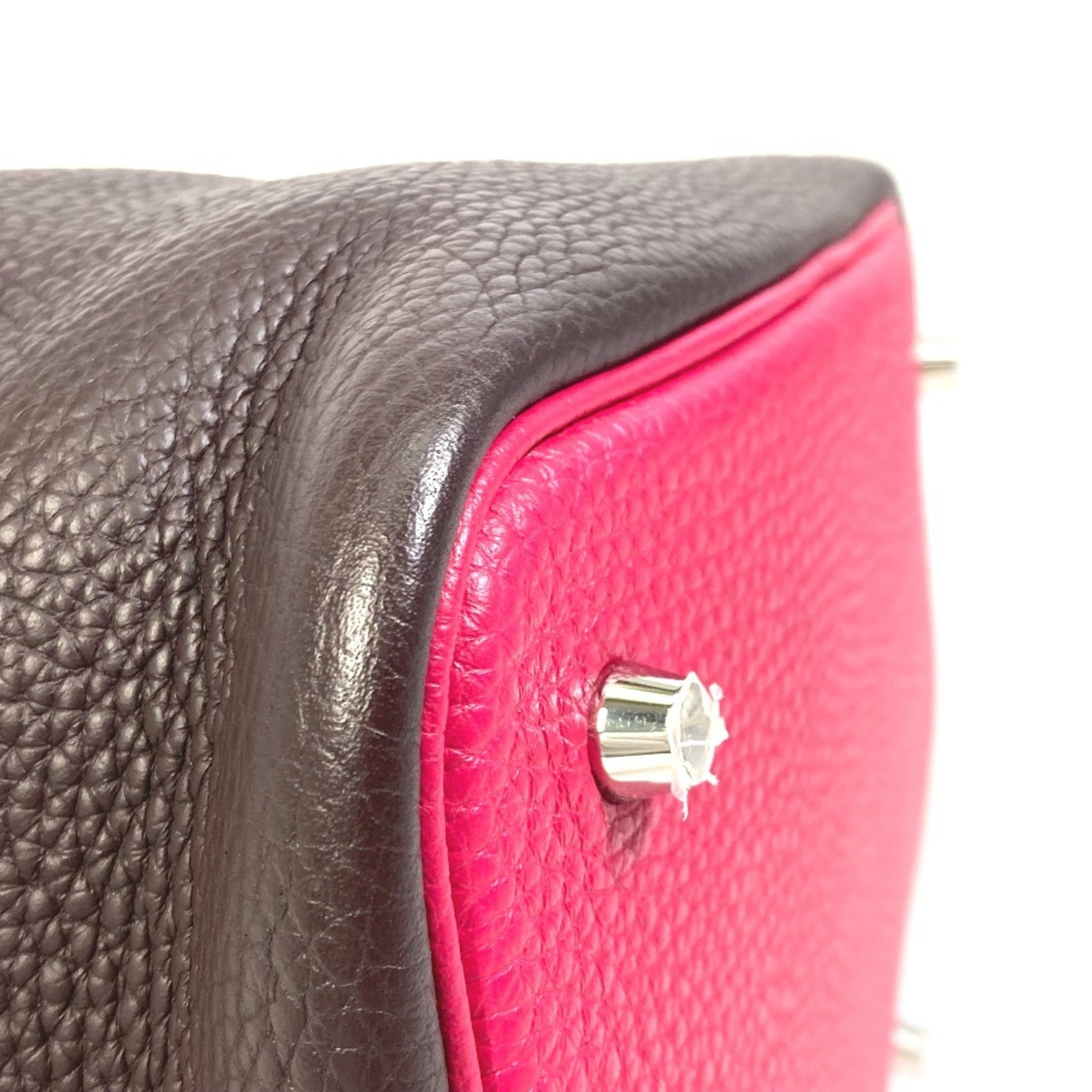 Hermes Picotin Red Brown Taurillon Clemence Leather Handbag Tote Bag (Pre-Owned)
