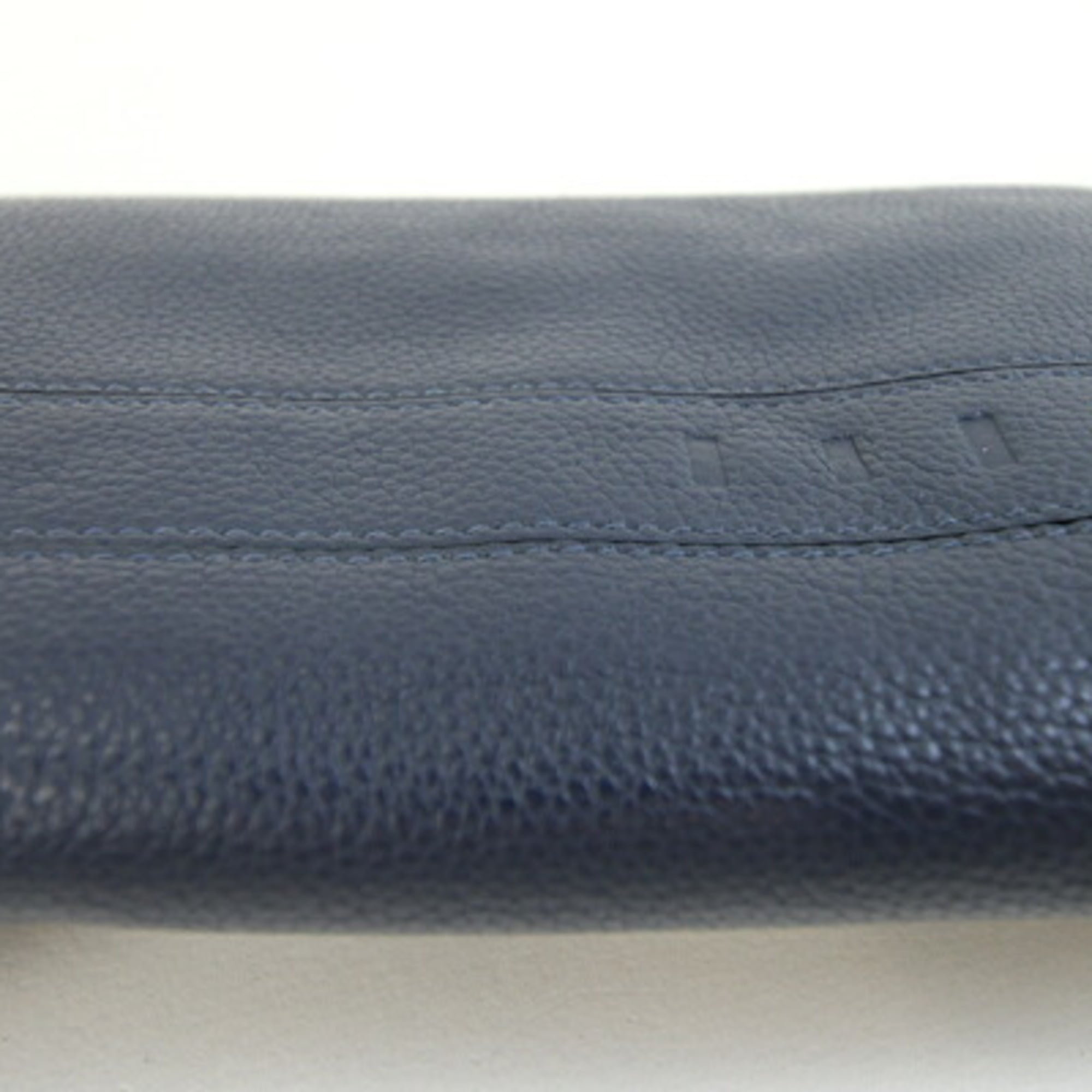 Bvlgari Navy Leather Long Wallet (Bi-Fold) (Pre-Owned)